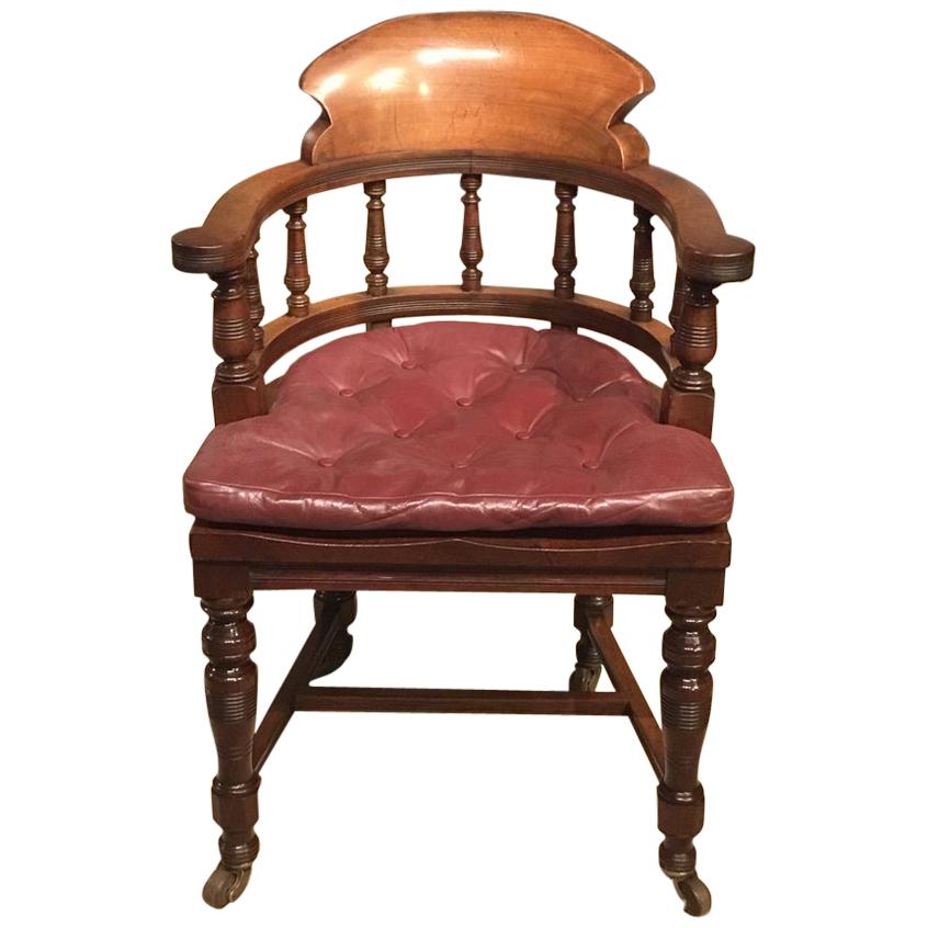 Mahogany Late Victorian Period Desk Armchair For Sale