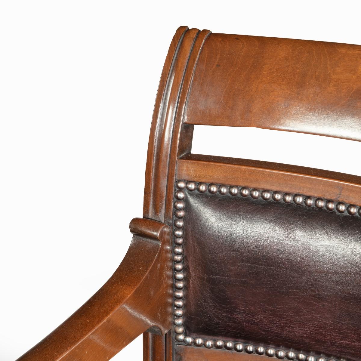 English Mahogany Library Chair in the Manner of Henry Holland For Sale
