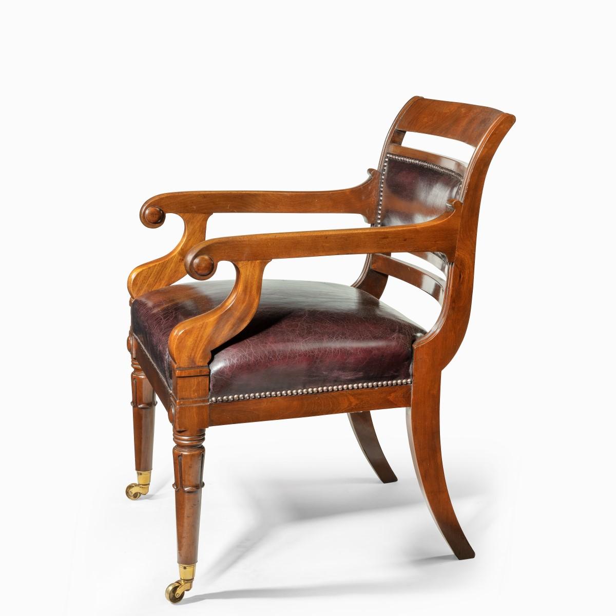 Mahogany Library Chair in the Manner of Henry Holland For Sale 1