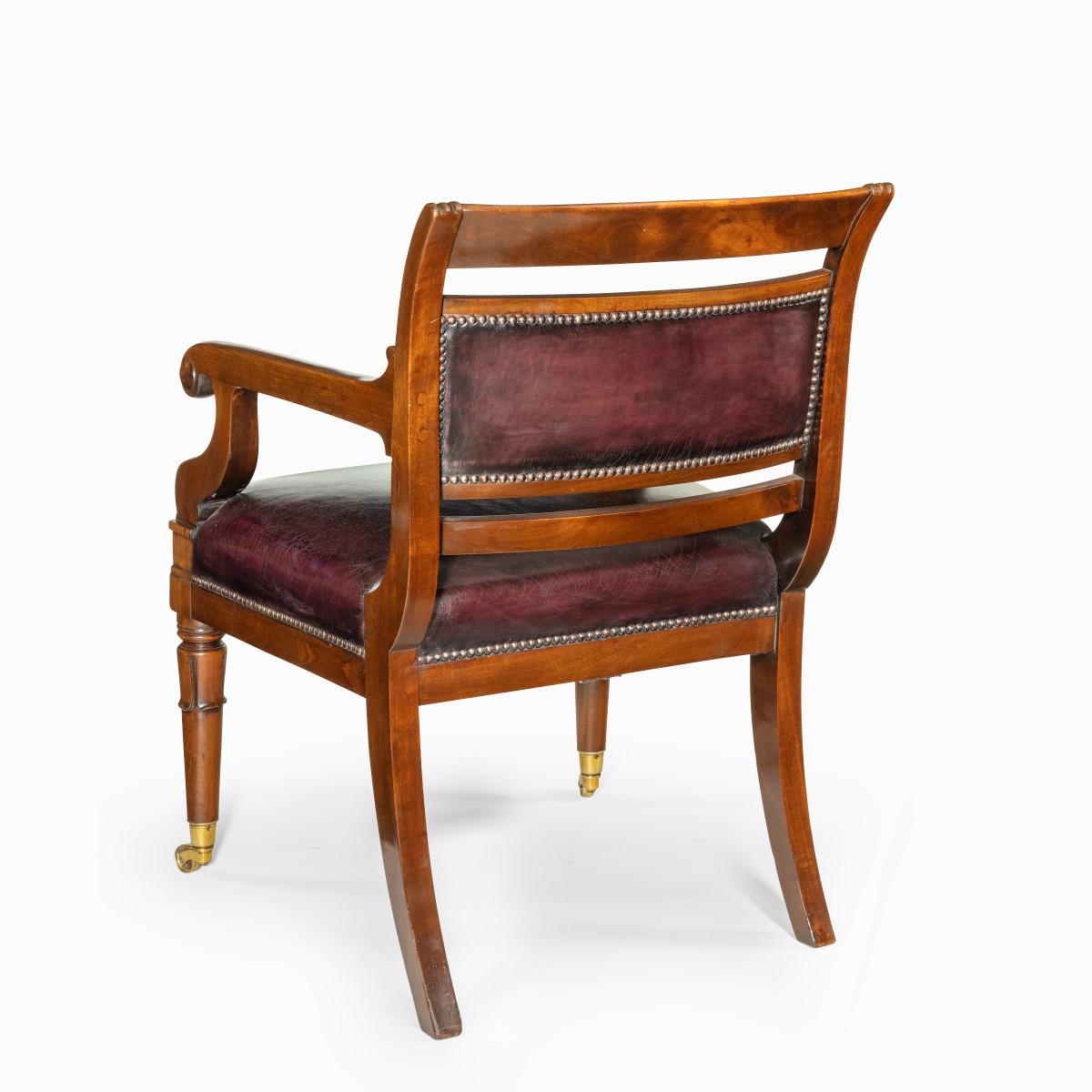 Mahogany Library Chair in the Manner of Henry Holland For Sale 2