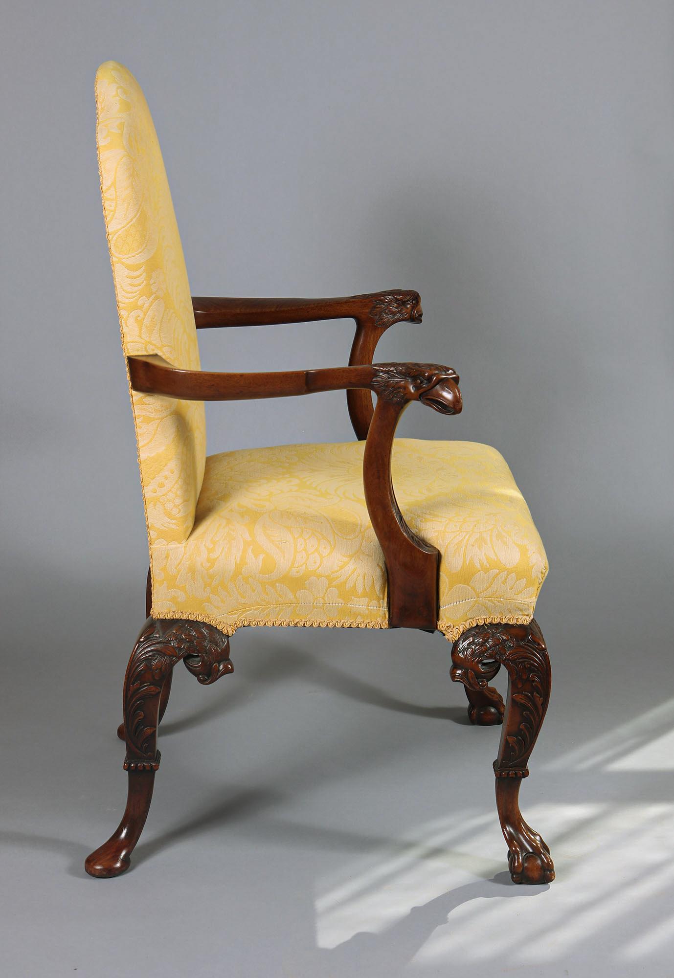 Mahogany Open Armchair, George I Style In Excellent Condition For Sale In Reepham, GB