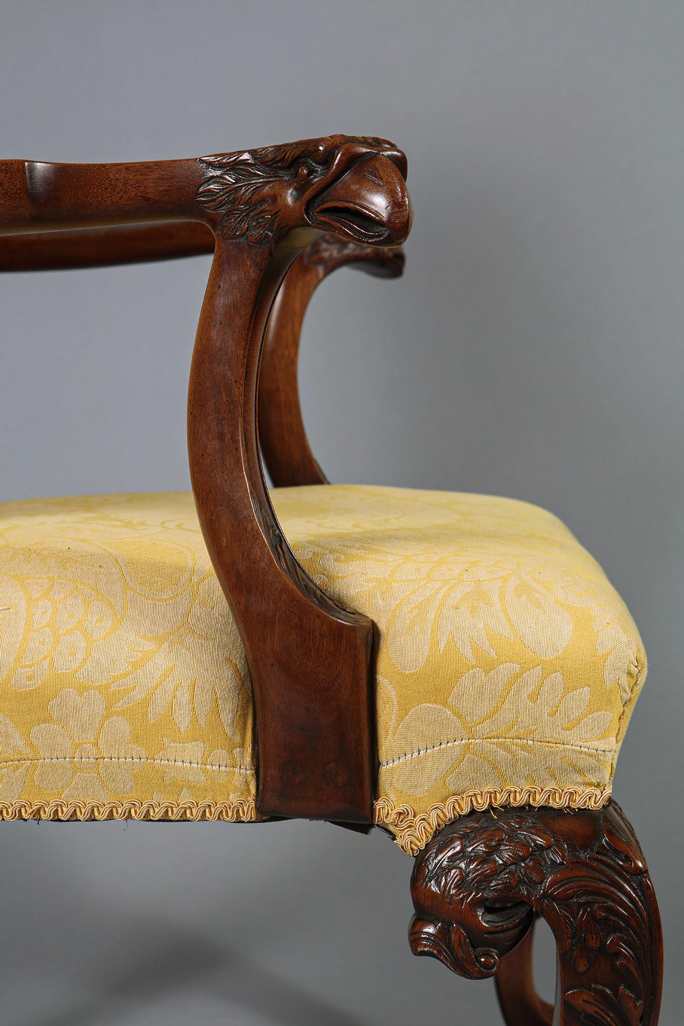 18th Century and Earlier Mahogany Open Armchair, George I Style For Sale