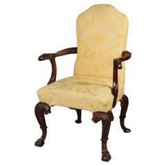 Antique Mahogany Open Armchair, George I Style