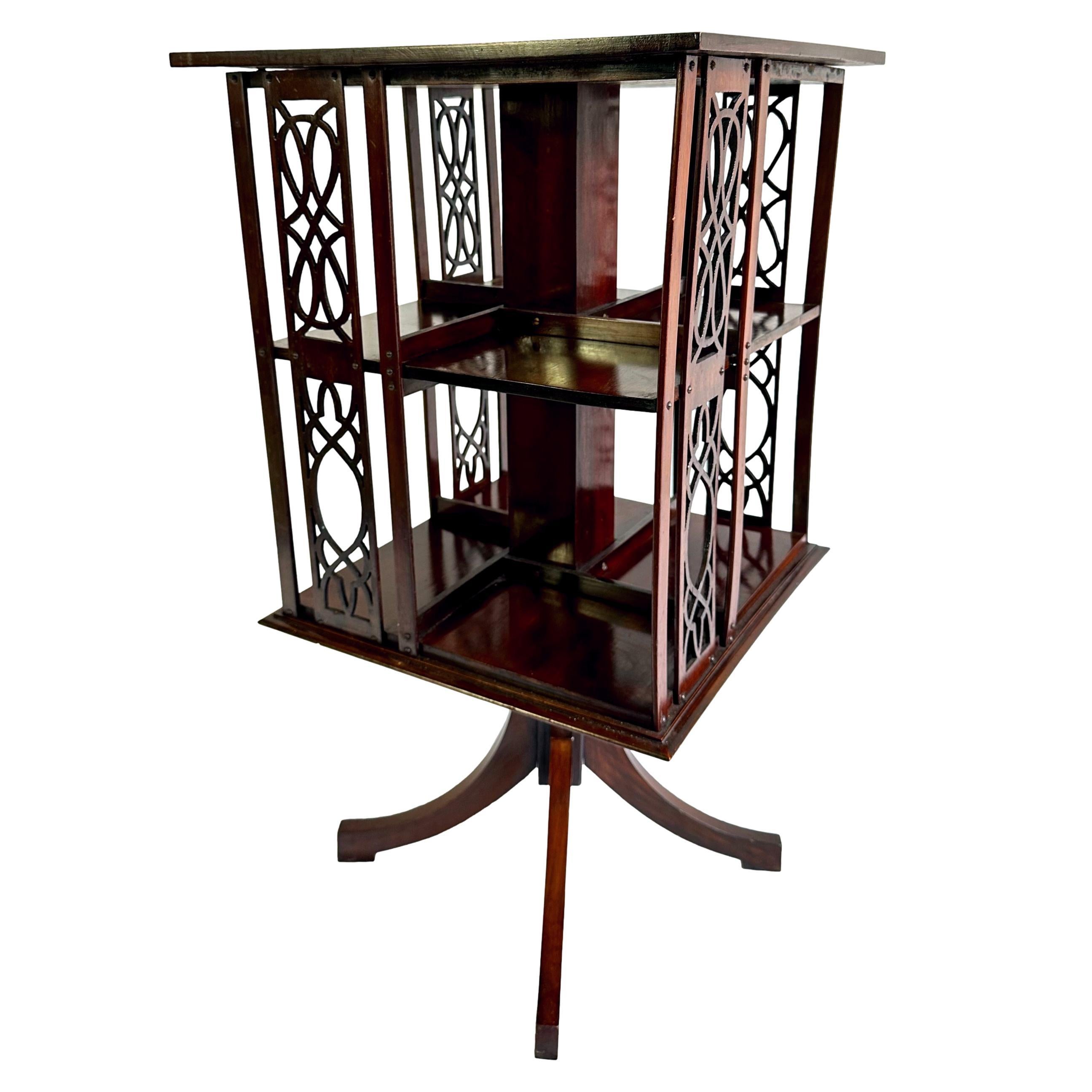 Edwardian A Mahogany Revolving Bookcase with Satinwood Inlay, English, ca. 1900 For Sale
