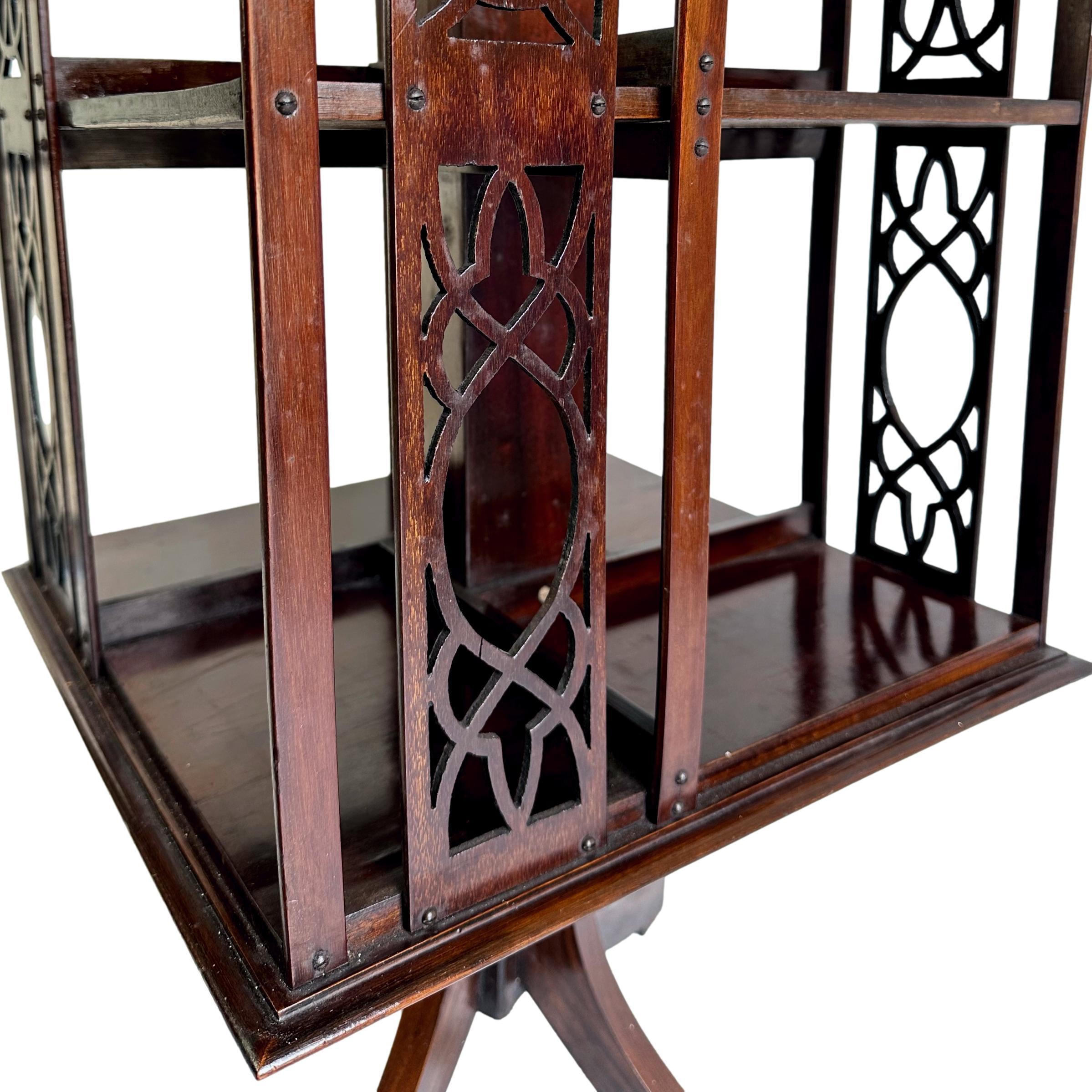 Early 20th Century A Mahogany Revolving Bookcase with Satinwood Inlay, English, ca. 1900 For Sale