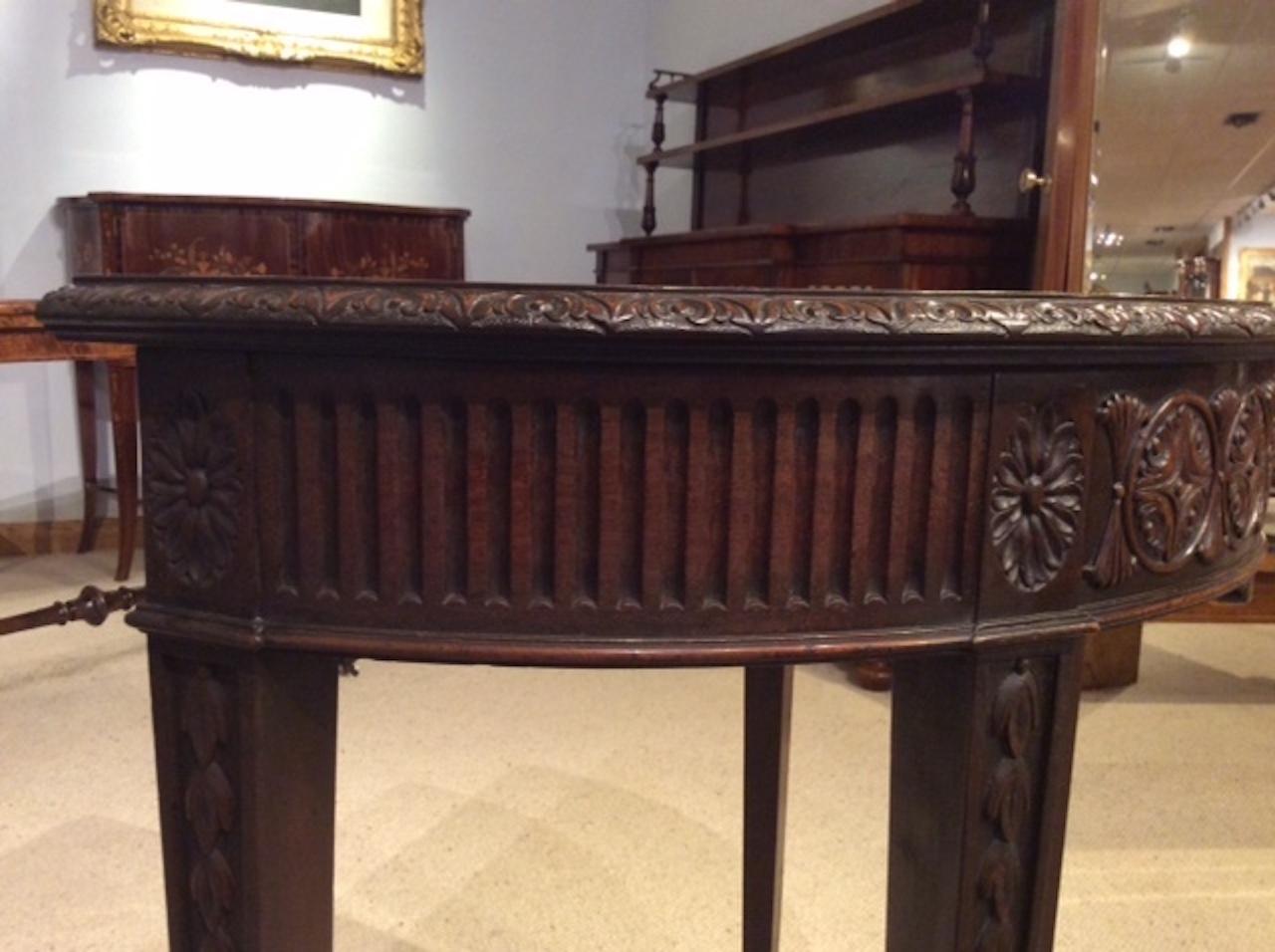 Early 20th Century Mahogany Robert Adam Design Demilune Console Table For Sale