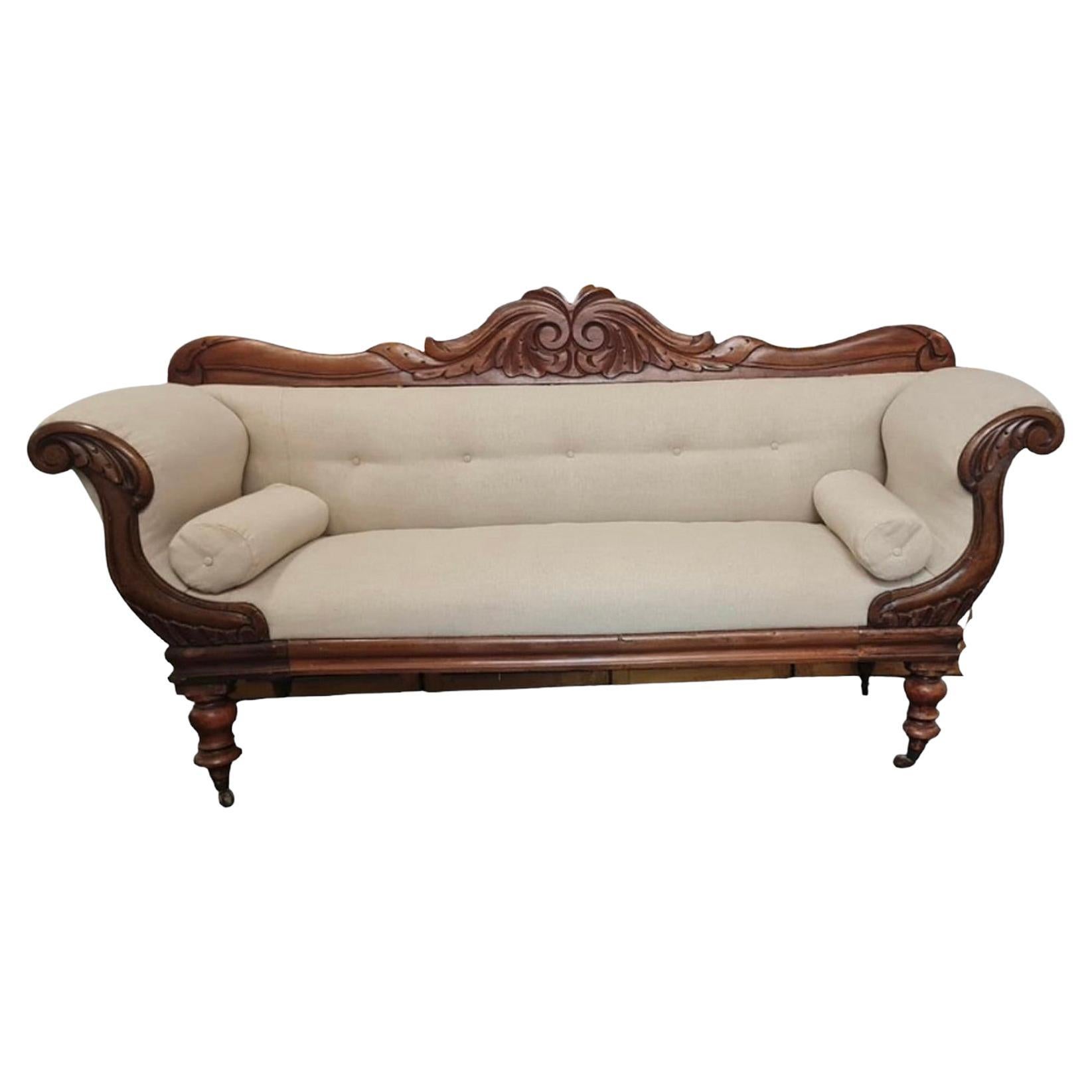 Viktorianisches Show-Sofa aus Mahagoni mit Rahmen