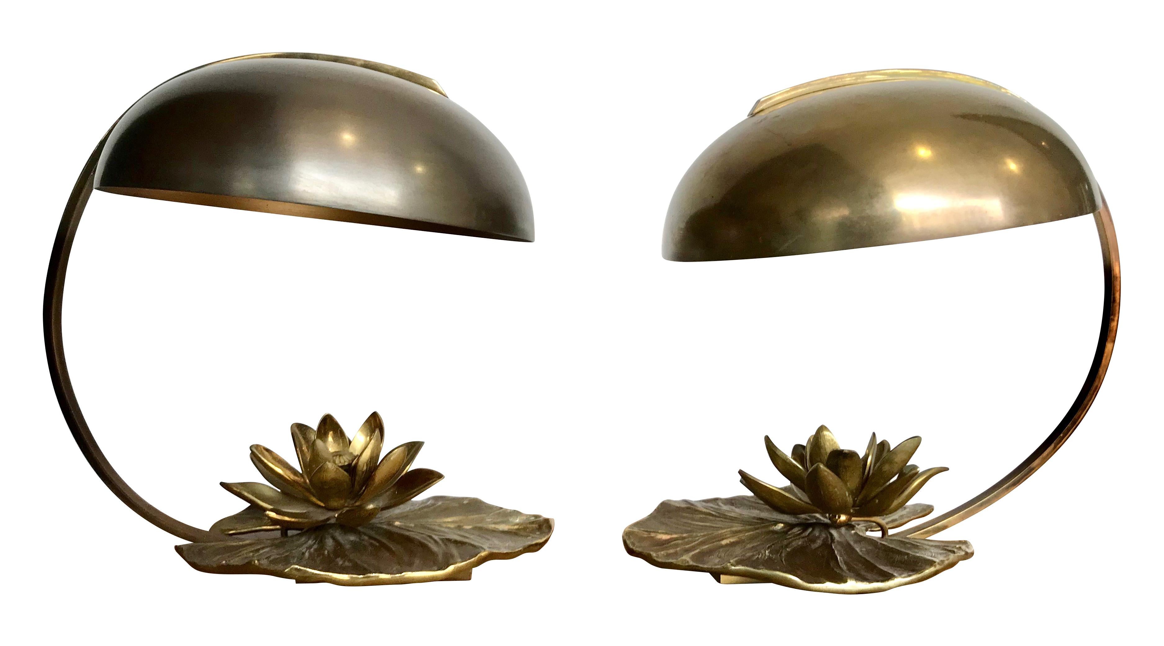 Maison Charles “Nenuphar” Bronze Lamp with Orignal Domed Metal Shade 5