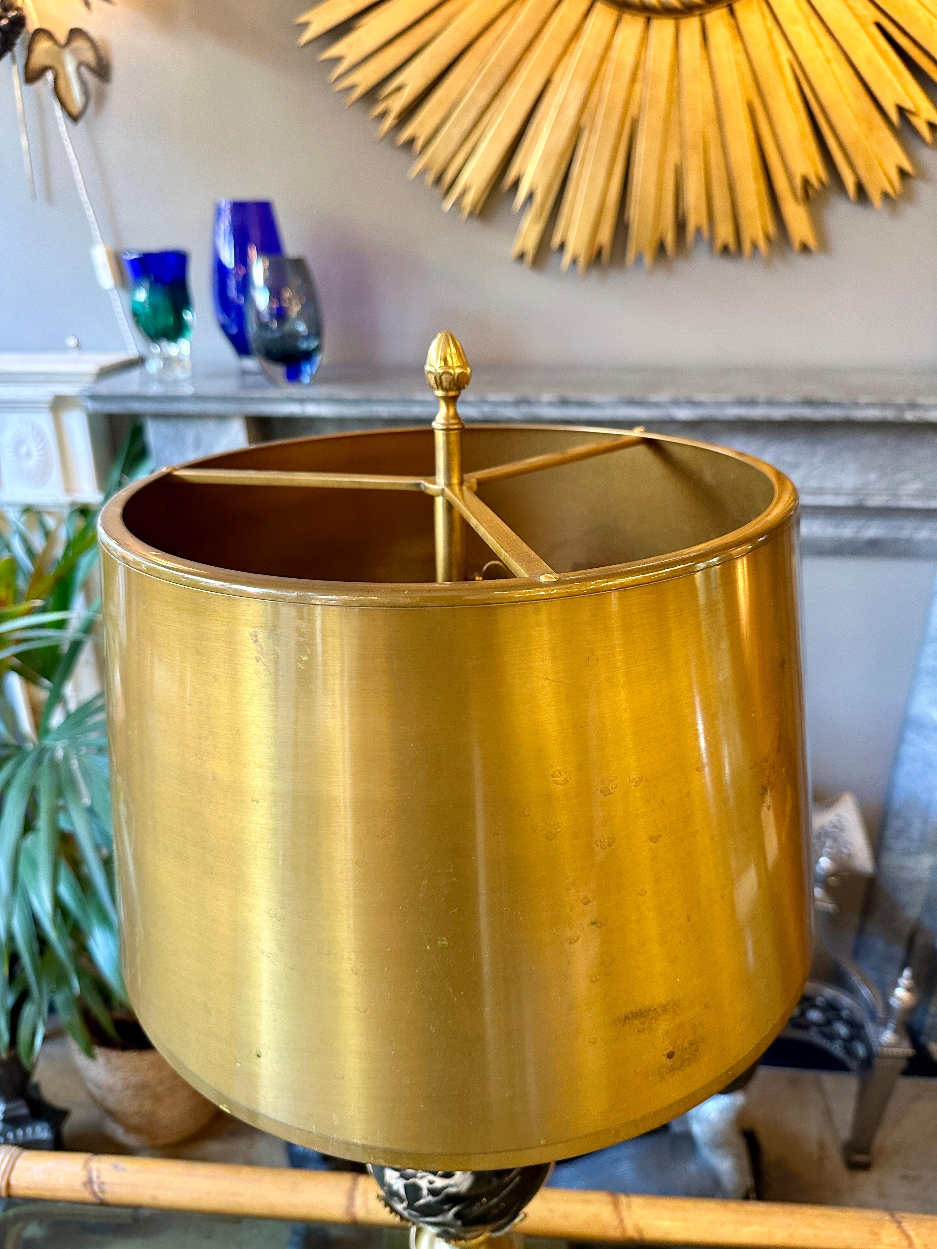 A Maison Charles Ouef Rosaces Bronze And  Portoro Marble Table Lamp In Good Condition For Sale In London, GB