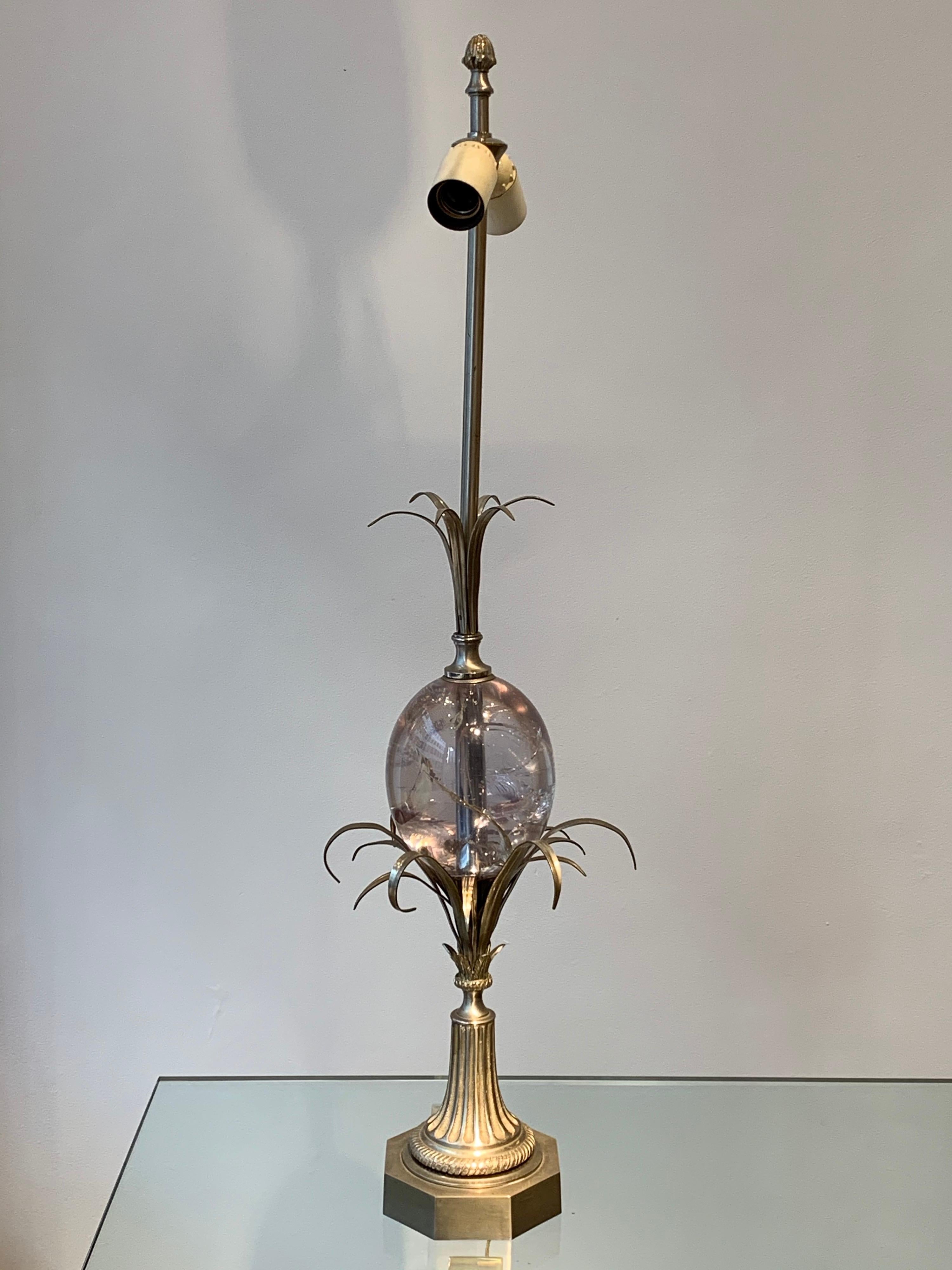 Maison Charles Silvered Bronze Lamp with Fractal Resin, circa 1960s-1970s 7