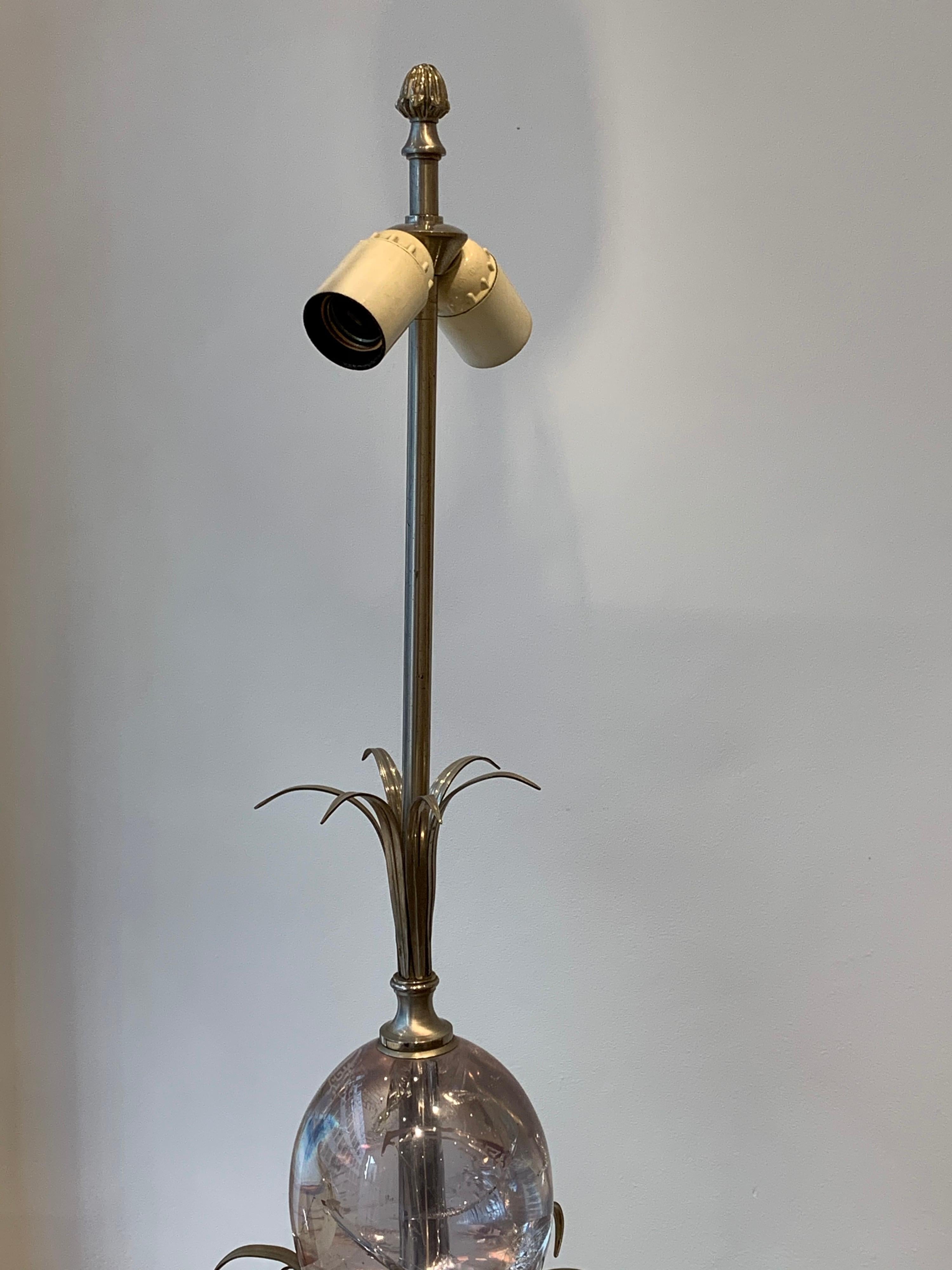 Maison Charles Silvered Bronze Lamp with Fractal Resin, circa 1960s-1970s 8