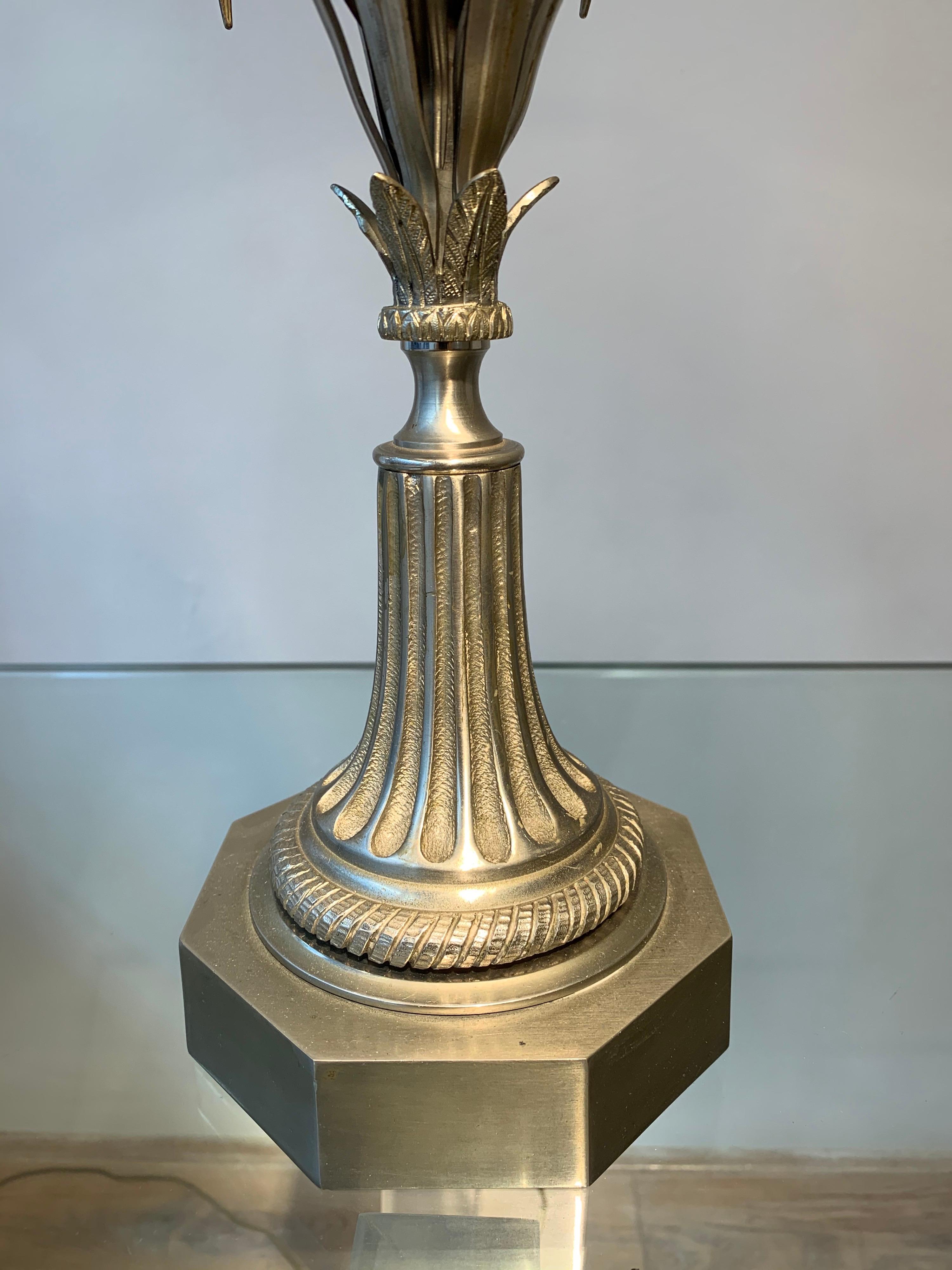 Maison Charles Silvered Bronze Lamp with Fractal Resin, circa 1960s-1970s In Good Condition In Brussels, BE