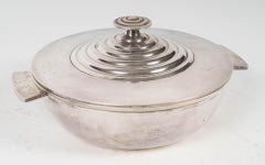 Versilberte Schale von Maison Christofle mit Deckel, 1940-1950.
