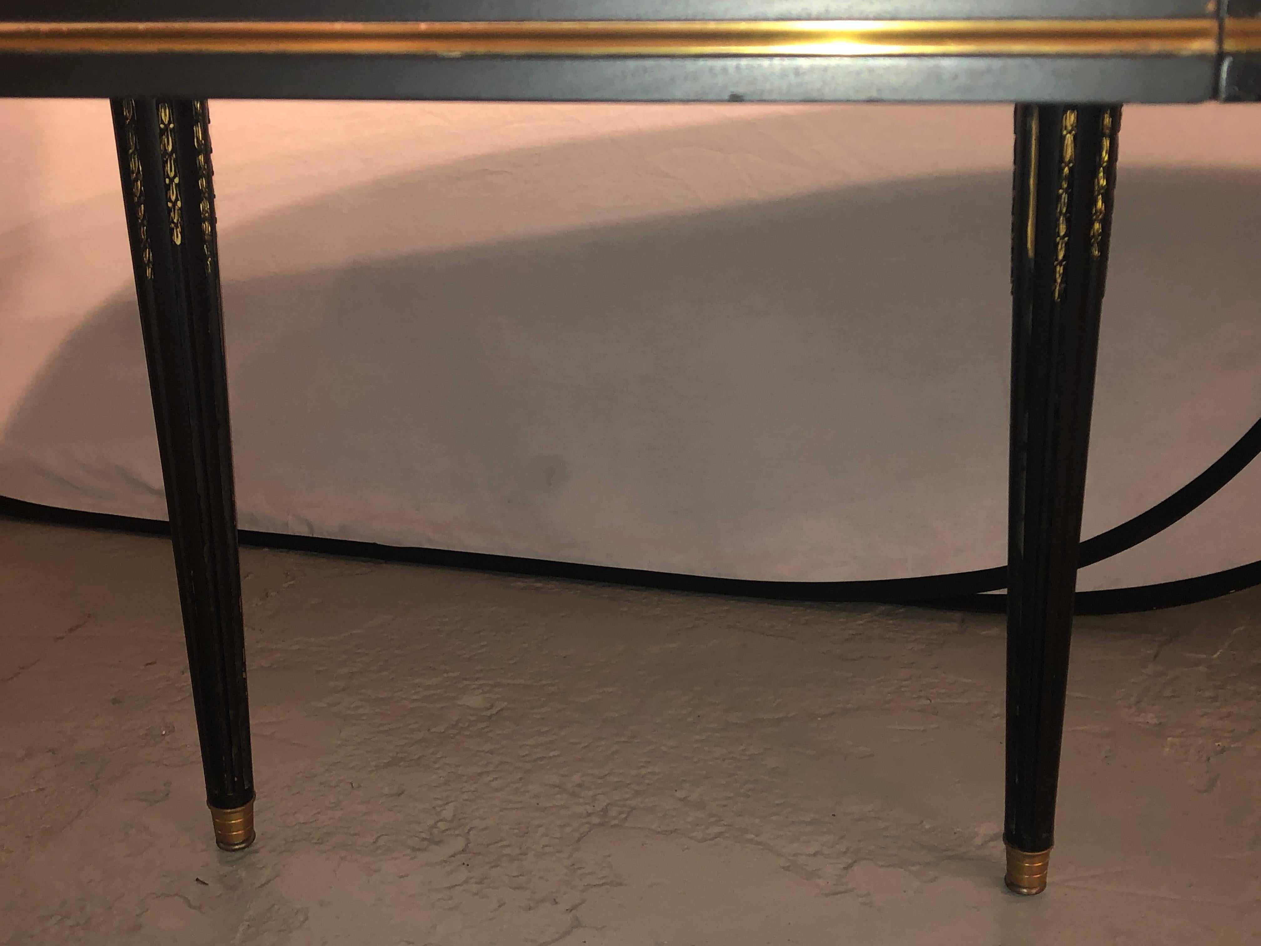 Louis XVI Style Refinished Ebony Dining Table with Two Leaves 7