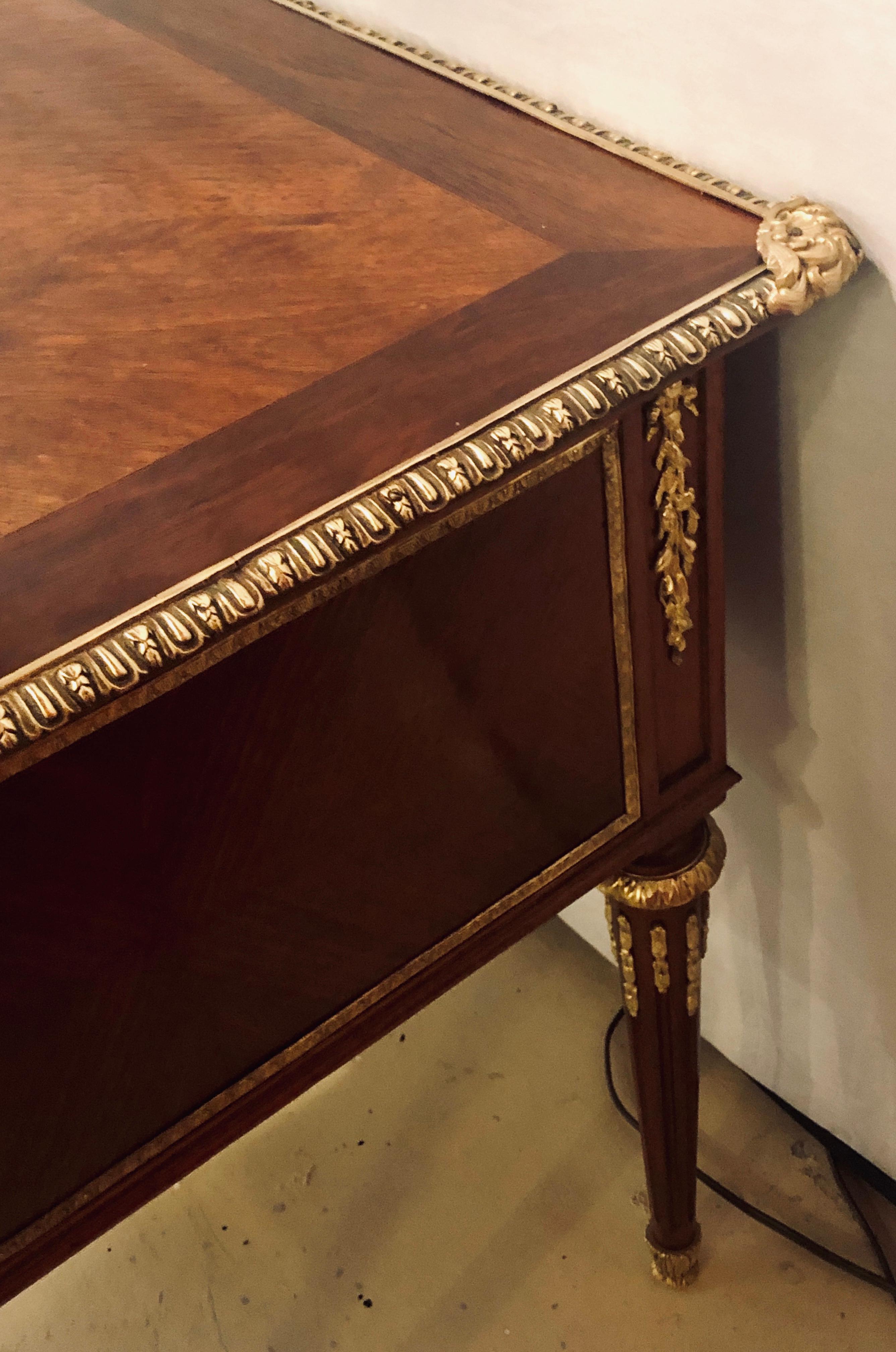 Louis XVI Style Writing Desk with Bronze Mounts In Good Condition In Stamford, CT