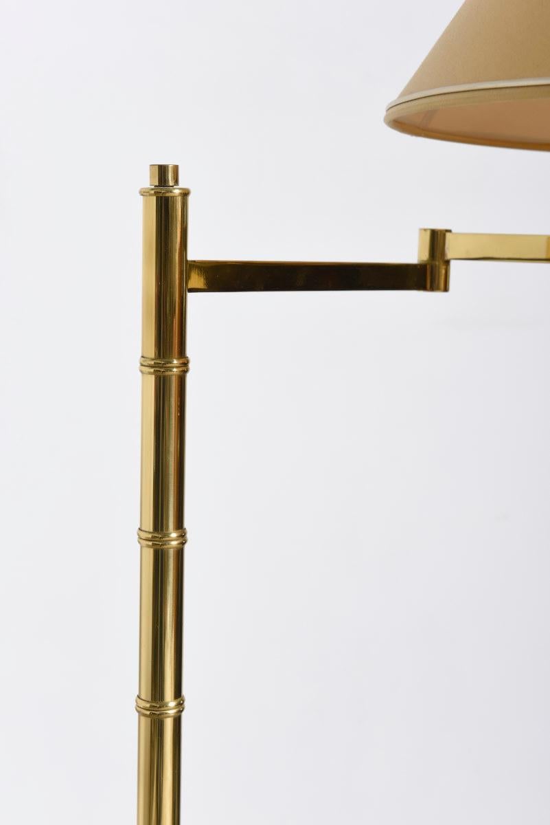 French A Maison Meilleur Gilded Bronze Faux Bamboo Swing-Arm Lamp, 1970s