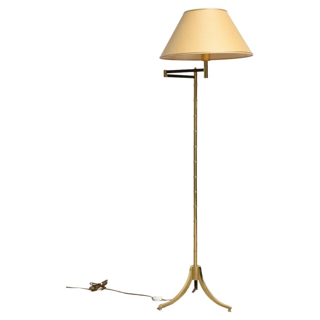 A Maison Meilleur Gilded Bronze Faux Bamboo Swing-Arm Lamp, 1970s