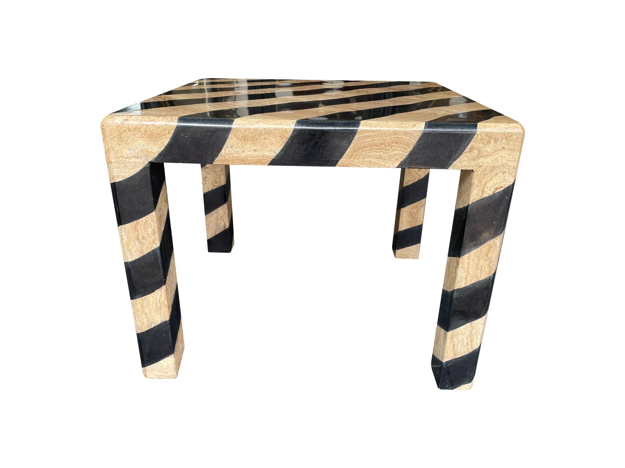 Maitland Smith Coffee Table with Tessellated Marble Zebra Pattern Finish In Good Condition In London, GB