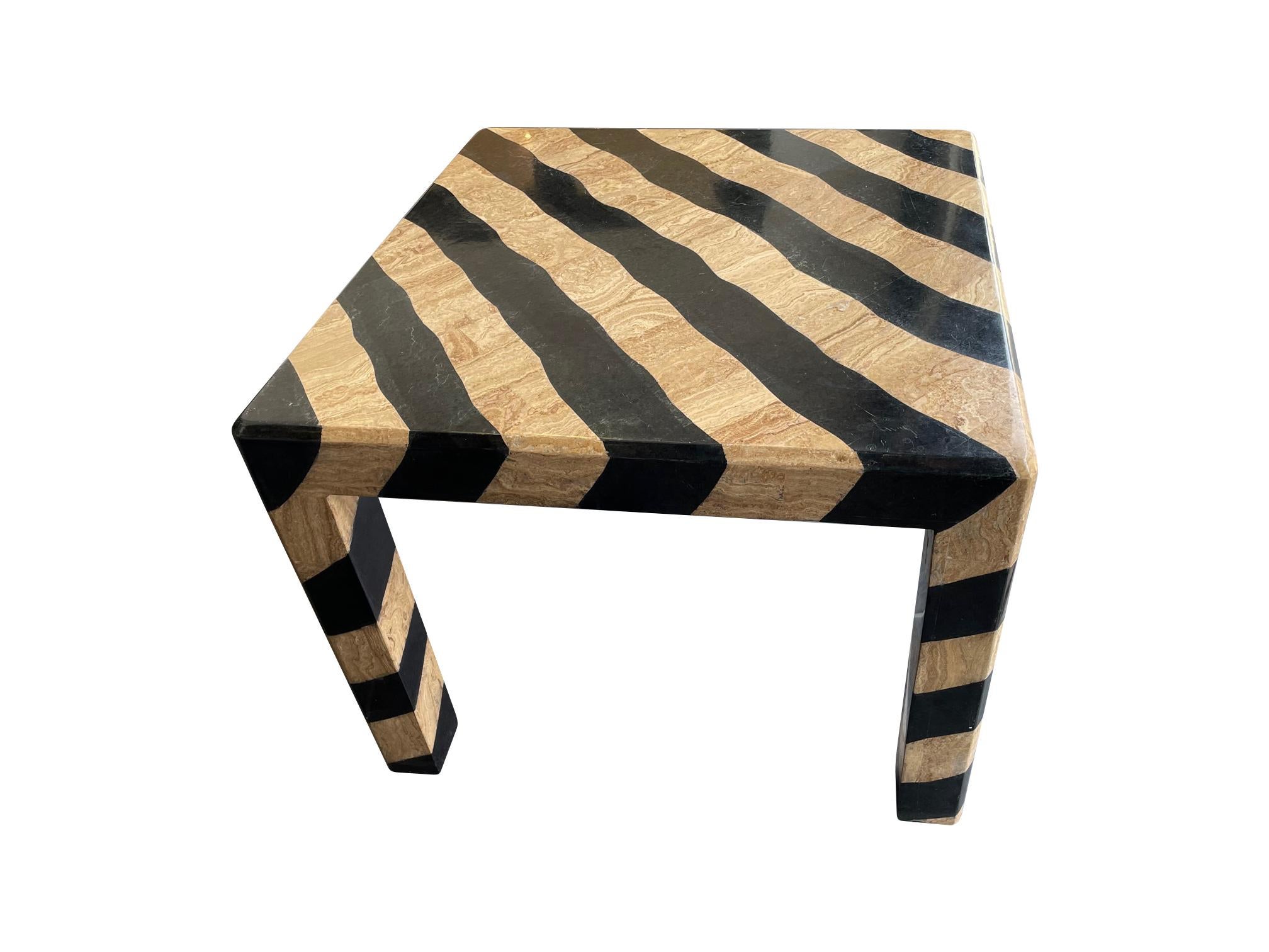 Maitland Smith Coffee Table with Tessellated Marble Zebra Pattern Finish 1
