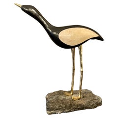 Maitland Smith Marble and Brass Bird Sculpture