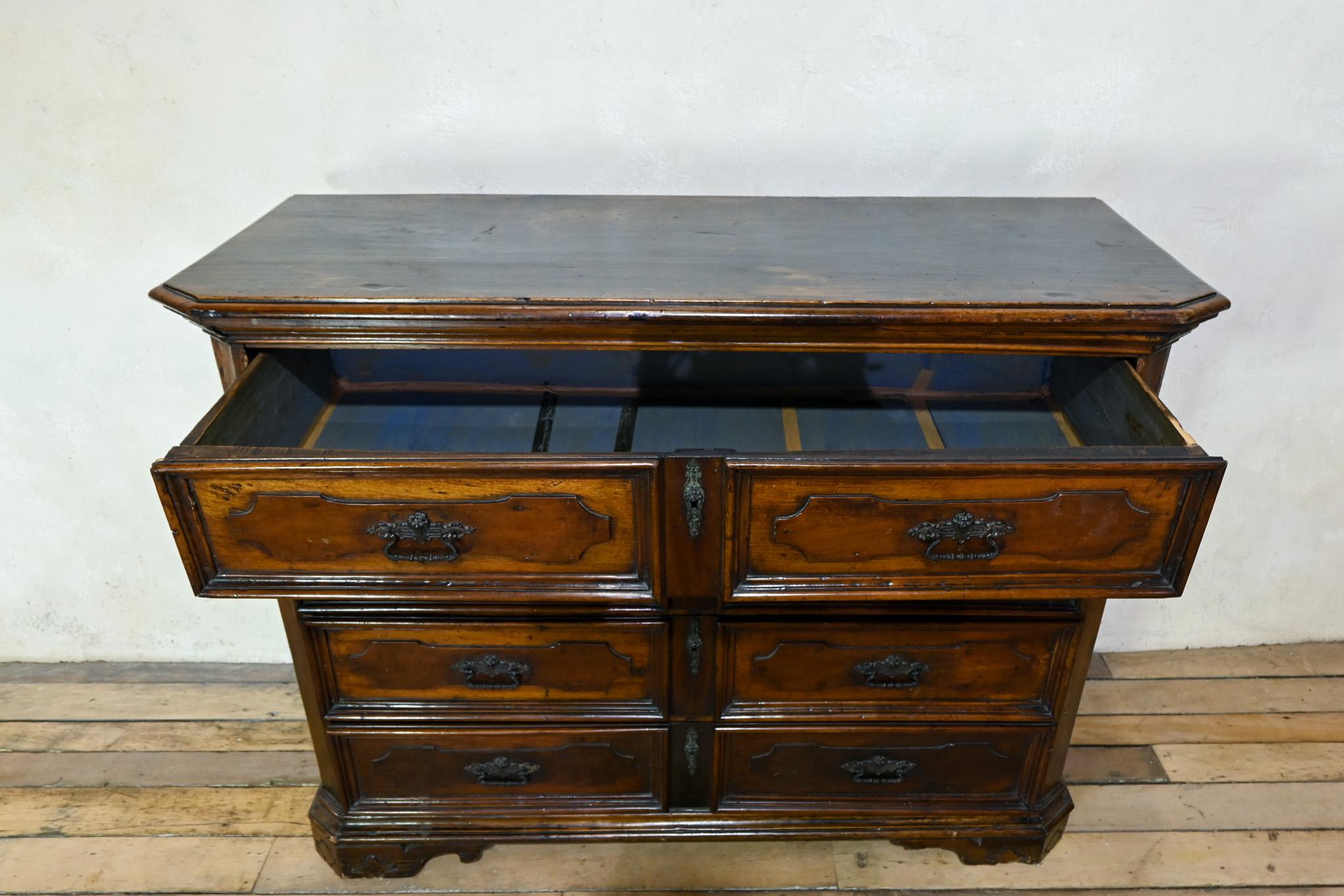 Majestic commode in noce del XVIII secolo proveniente dalla regione dei Lombardi in vendita 5