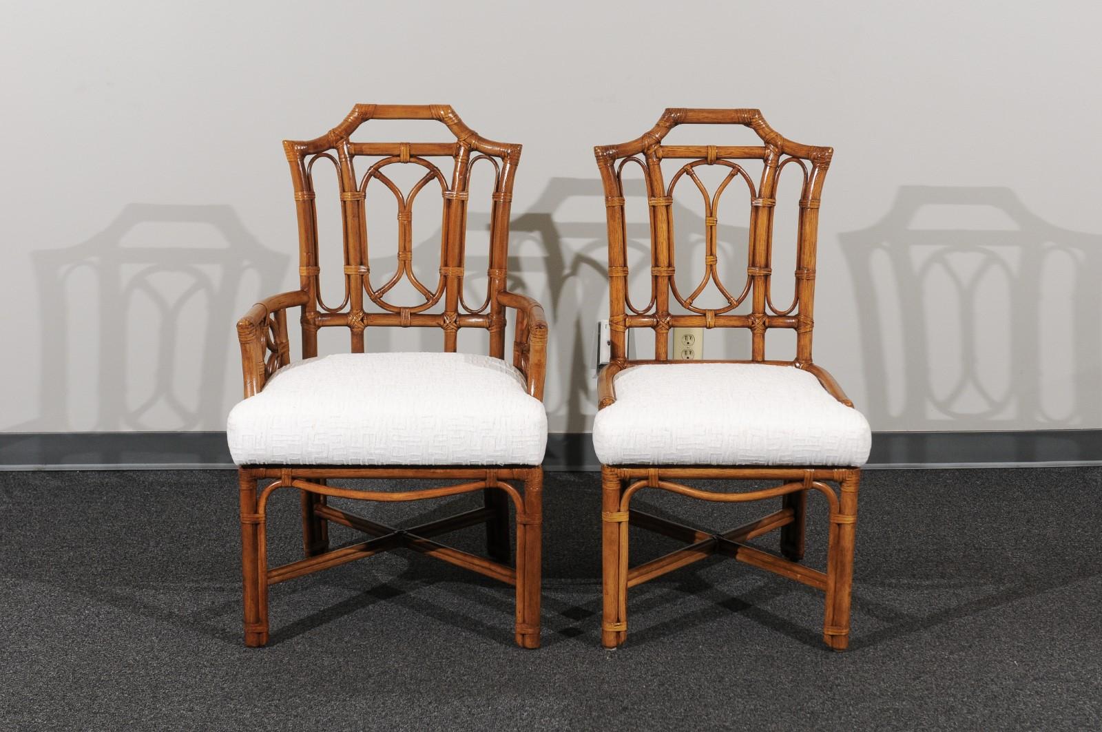 Majestic Restored Set of 10 Pagoda Style High Back Dining Chairs by Ficks Reed 3