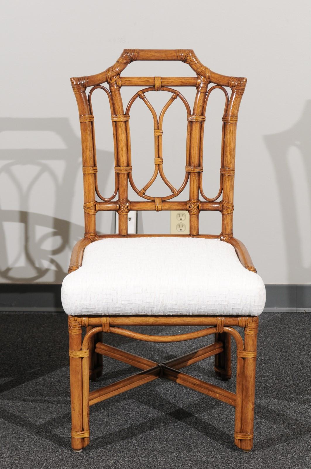 Majestic Restored Set of 10 Pagoda Style High Back Dining Chairs by Ficks Reed 4