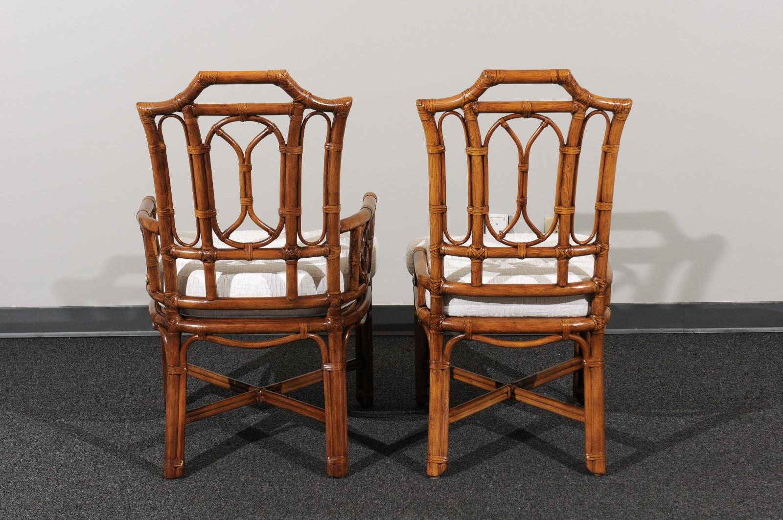 Late 20th Century Majestic Restored Set of 10 Pagoda Style High Back Dining Chairs by Ficks Reed