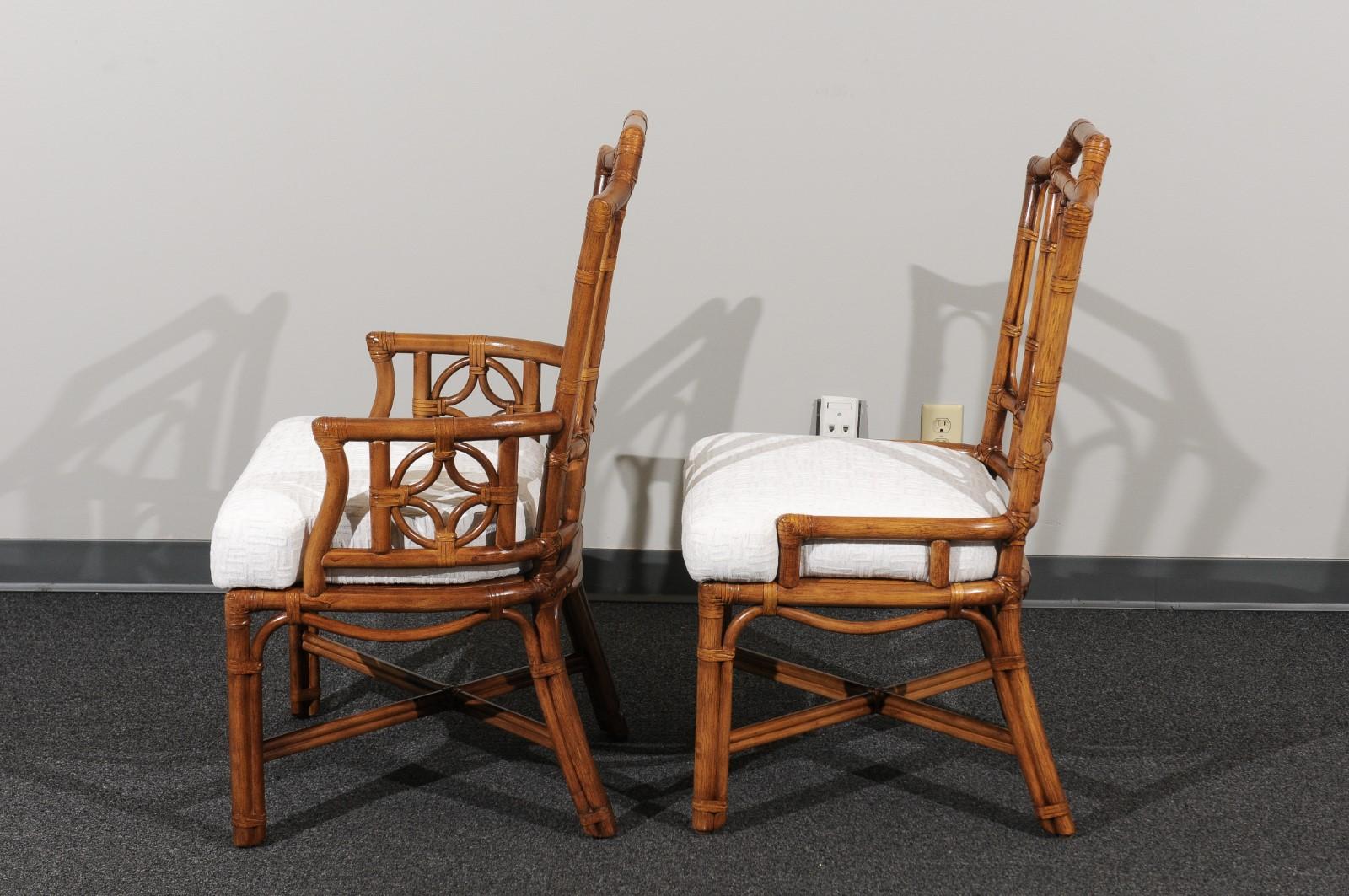 Majestic Restored Set of 10 Pagoda Style High Back Dining Chairs by Ficks Reed 1
