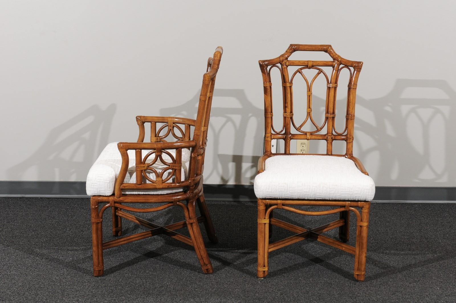 Majestic Restored Set of 10 Pagoda Style High Back Dining Chairs by Ficks Reed 2