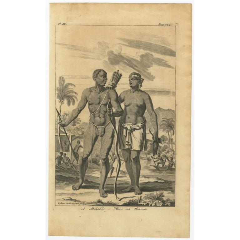 A Malabar Man and Woman, India, Nieuhof, 1744 For Sale