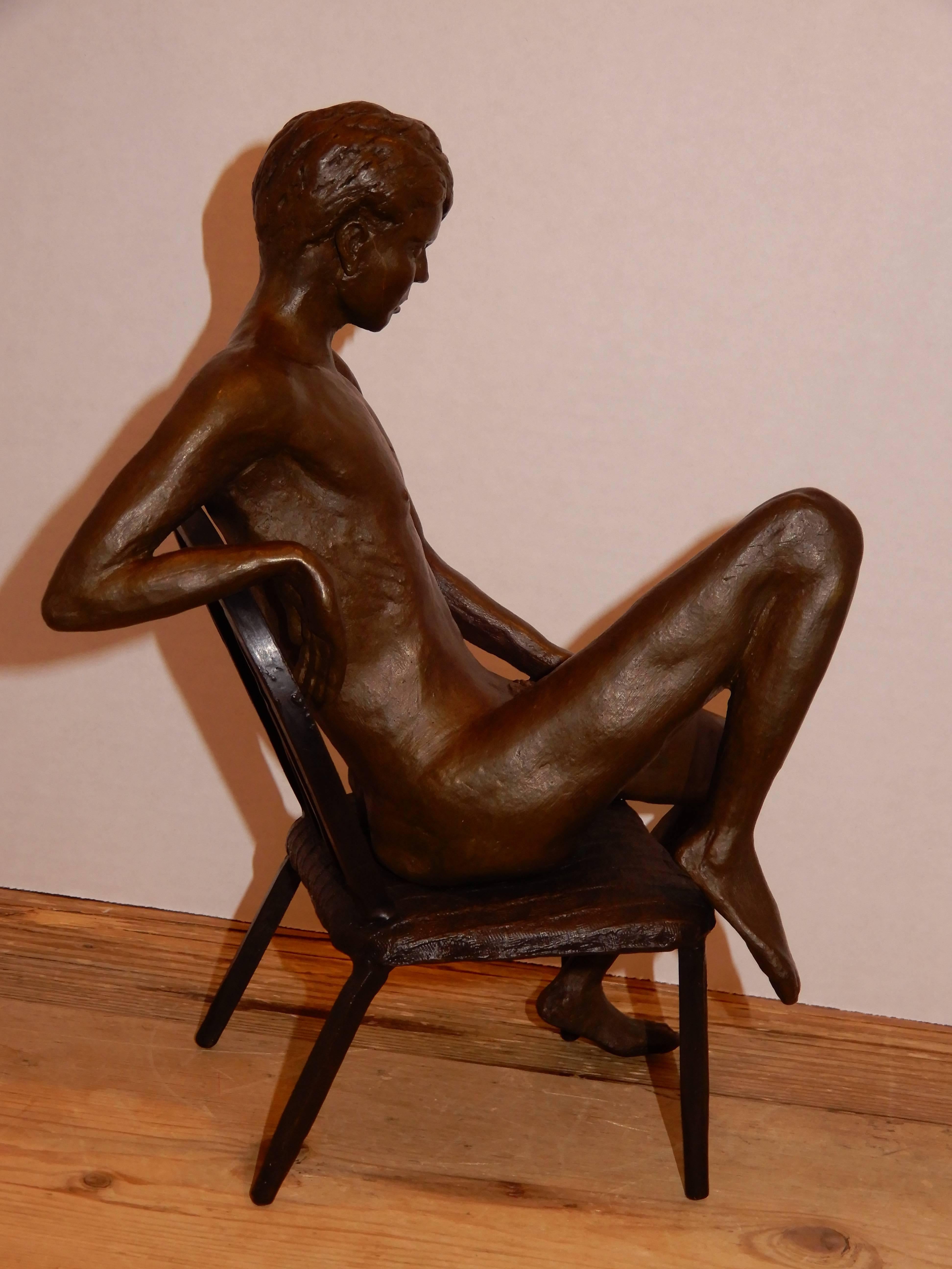 American Male Bronze Nude by Artist Gerard Franc circa 1999