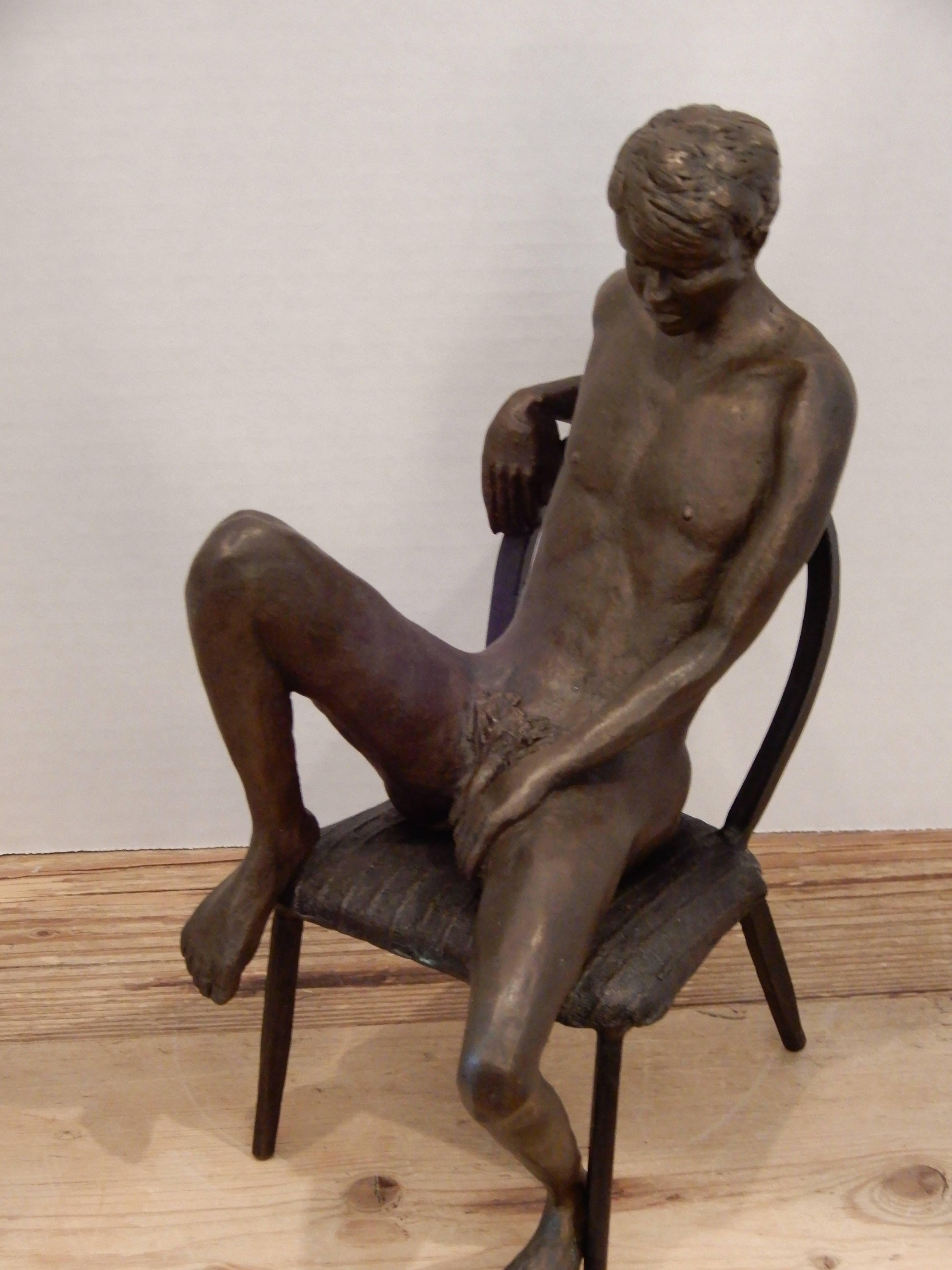 Hand-Crafted Male Bronze Nude by Artist Gerard Franc circa 1999