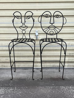 Ein Paar von John Risley inspirierte Barhockern für Mann und Frau, Pop-Art, 80er Jahre