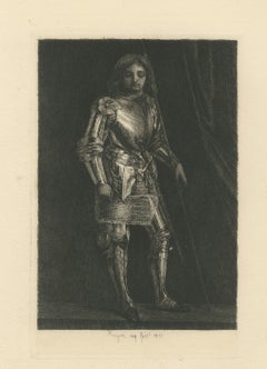 A Man in Armor after an Imitator of Giorgione, Etching by Paul Rajon, 1875