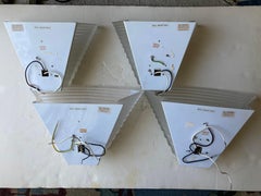 A  Mangiarotti light wall sconces 2 sizes  pairs satin  "Pergamo" for Artemide