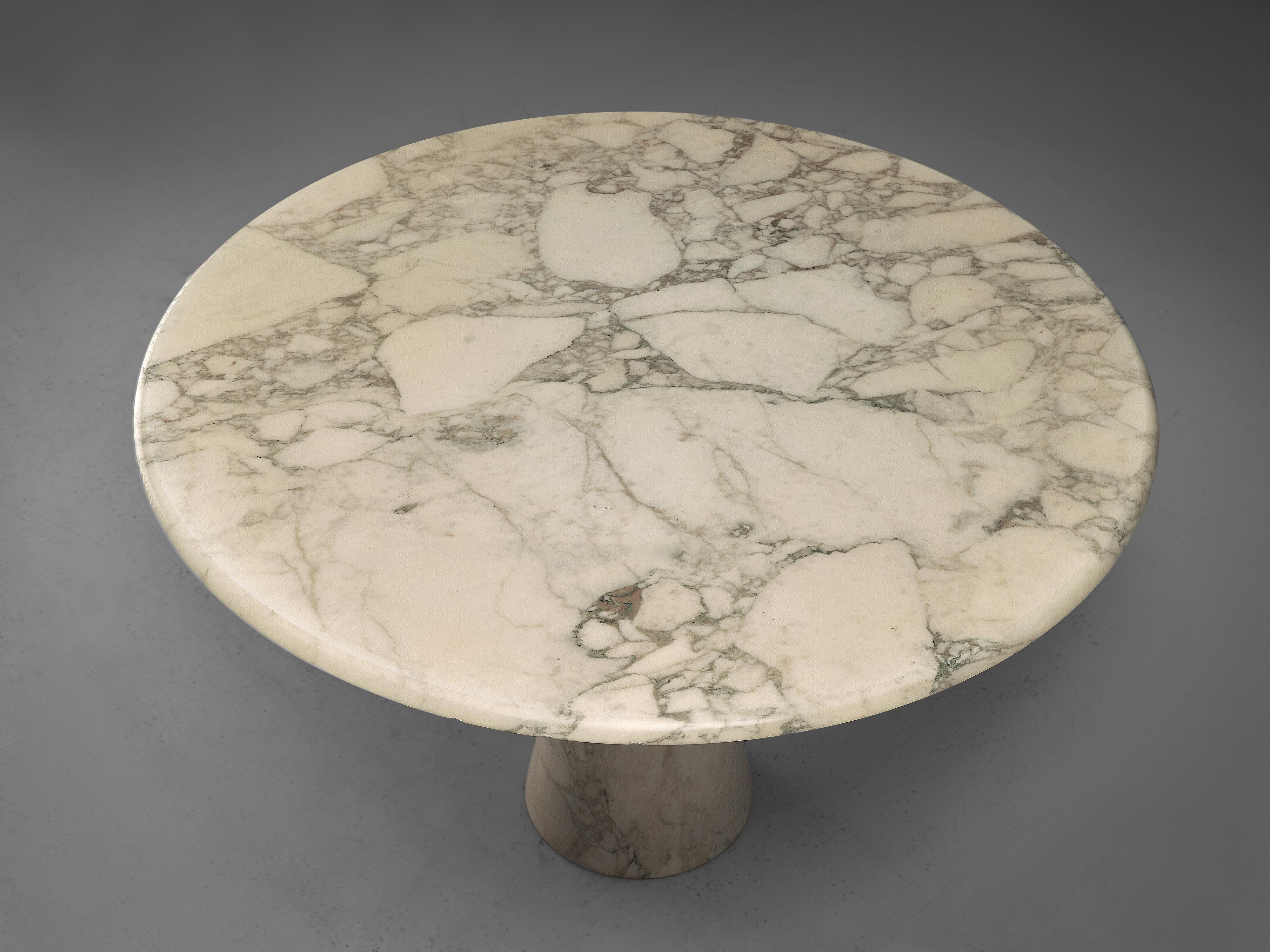 A. Mangiarotti Round Pedestal Dining Table in White Marble 1
