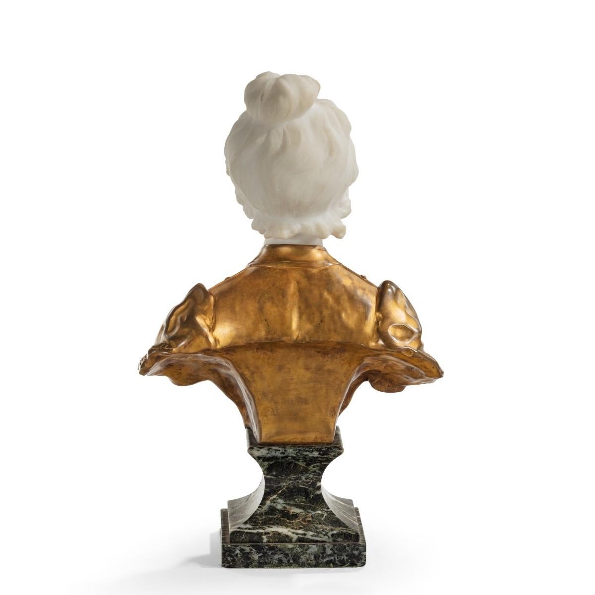 French Marble and Ormolu Bust by Marionnet For Sale