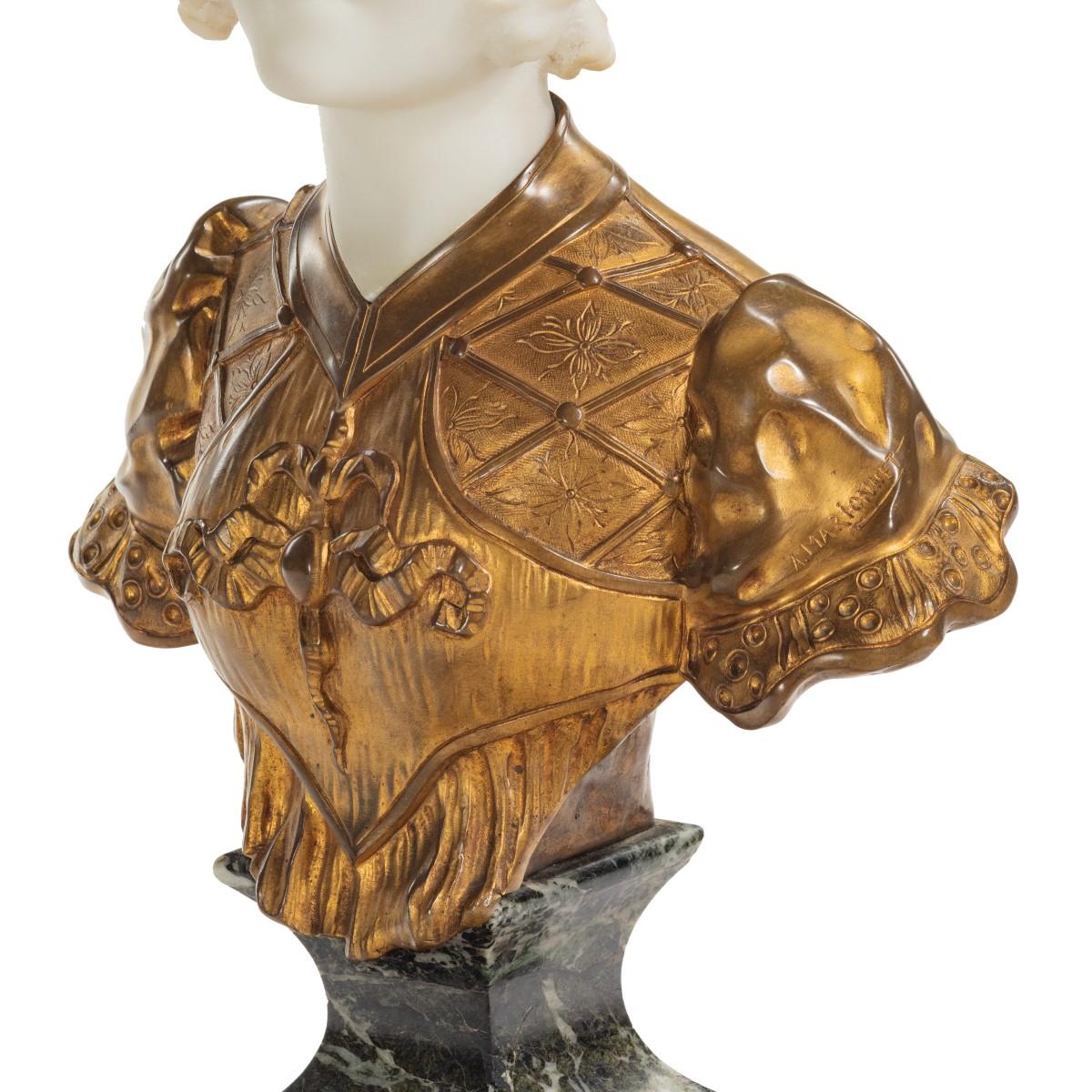 Marble and Ormolu Bust by Marionnet For Sale 2
