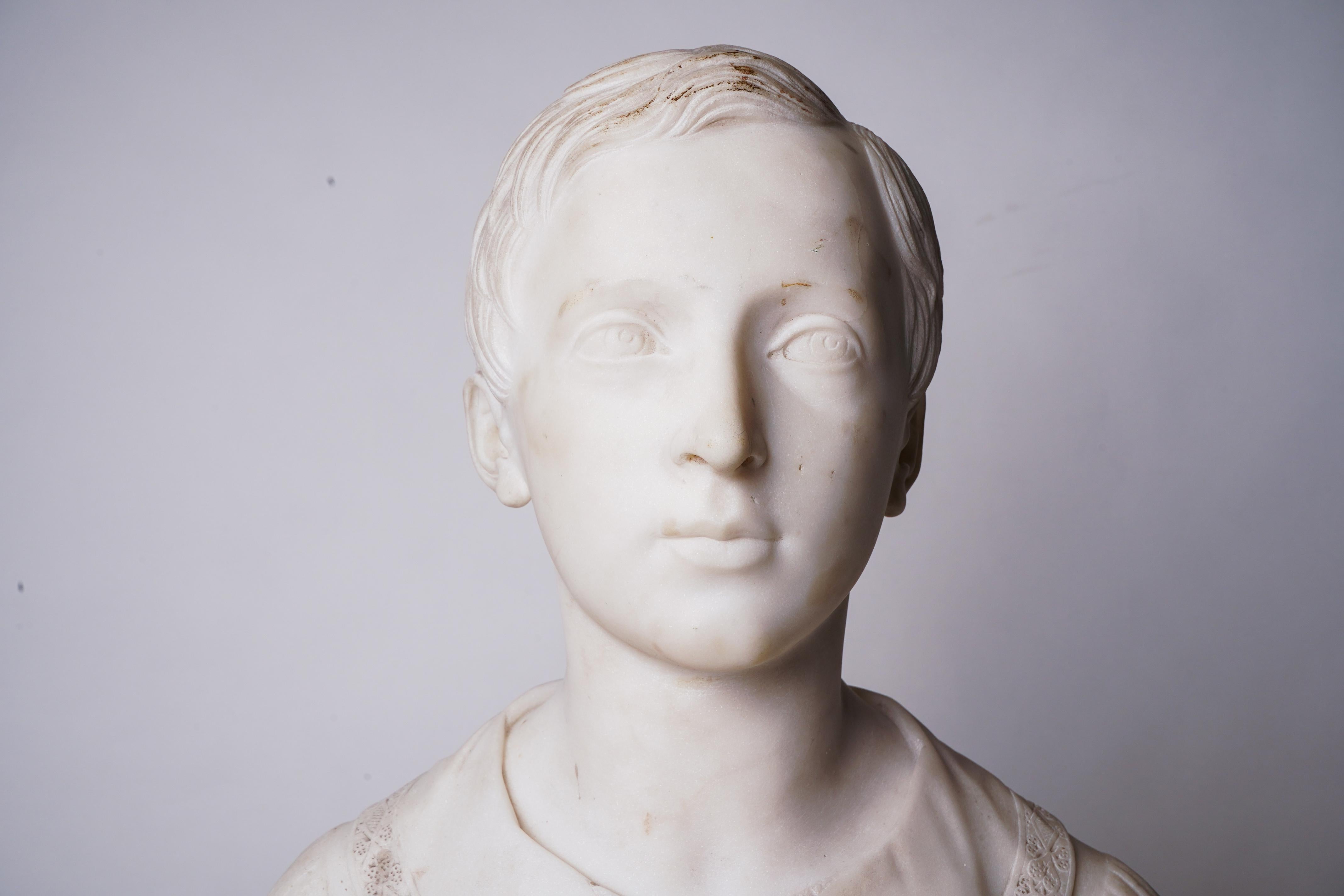 19th Century Marble Bust of a Young Man