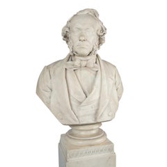 A Marble Bust on Pedestal of Richard Cobden by Neville Northey Burnard 1865