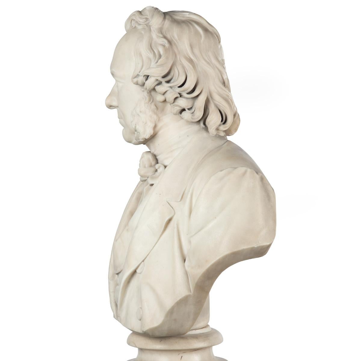 XIXe siècle Buste en marbre sur piédestal de Richard Cobden par Richard Neville Northey Burnard 1865 en vente