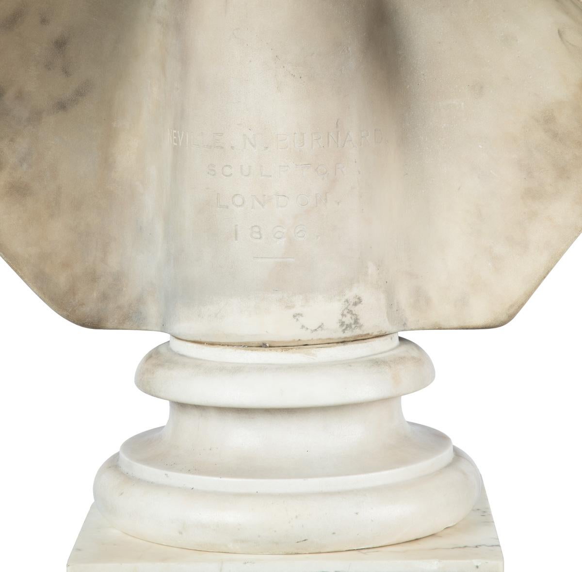 Marbre Buste en marbre sur piédestal de Richard Cobden par Richard Neville Northey Burnard 1865 en vente