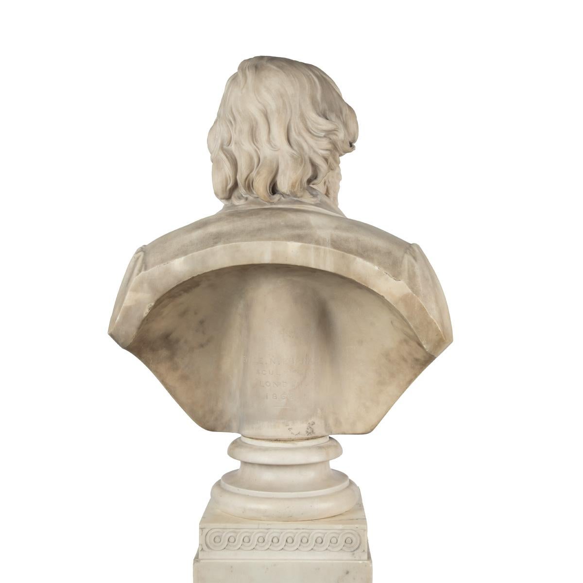 Buste en marbre sur piédestal de Richard Cobden par Richard Neville Northey Burnard 1865 en vente 1