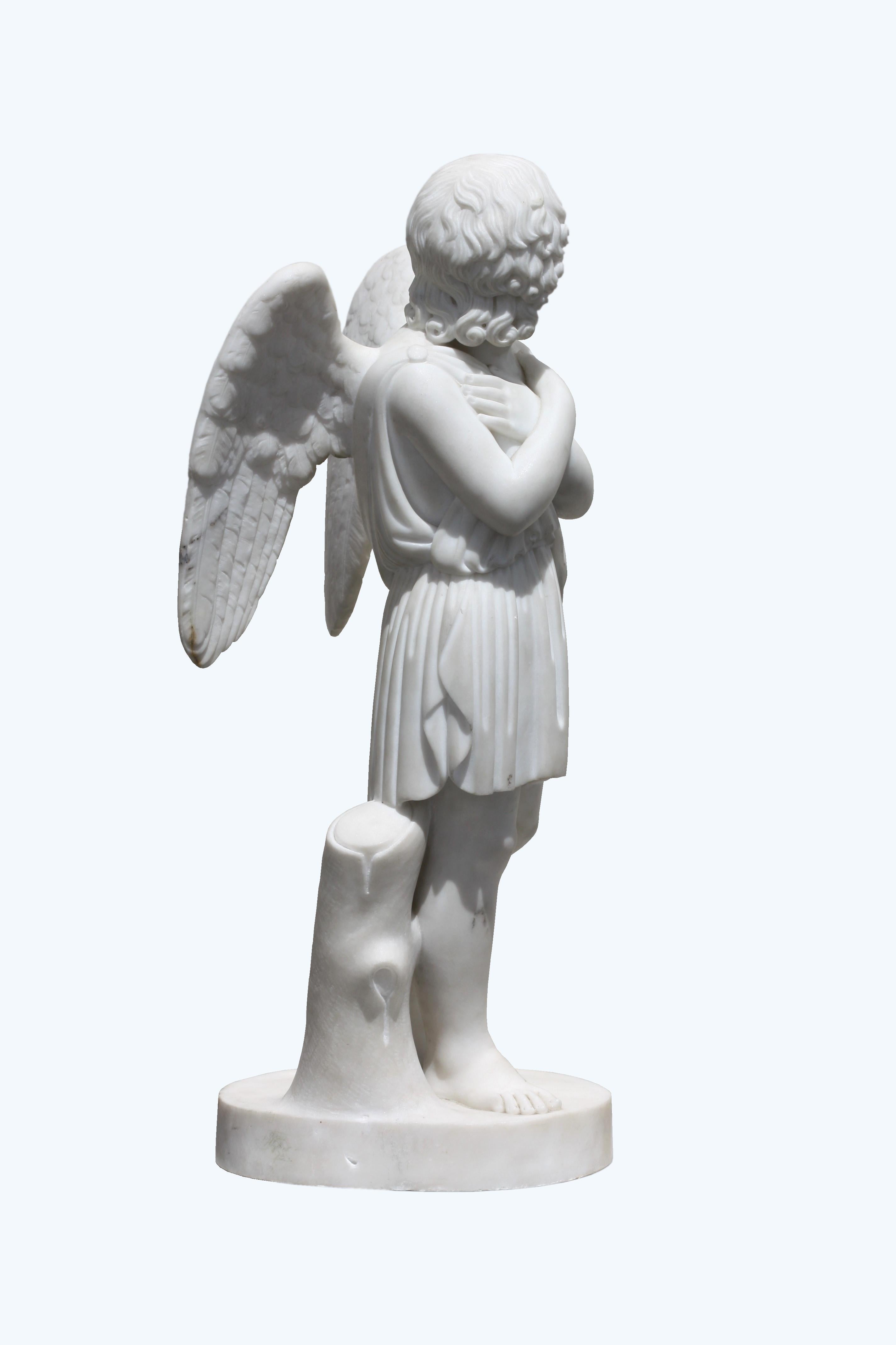 Marble Figure of an Angel after Pietro Bazzanti Florence, 19th In Good Condition In West Palm Beach, FL
