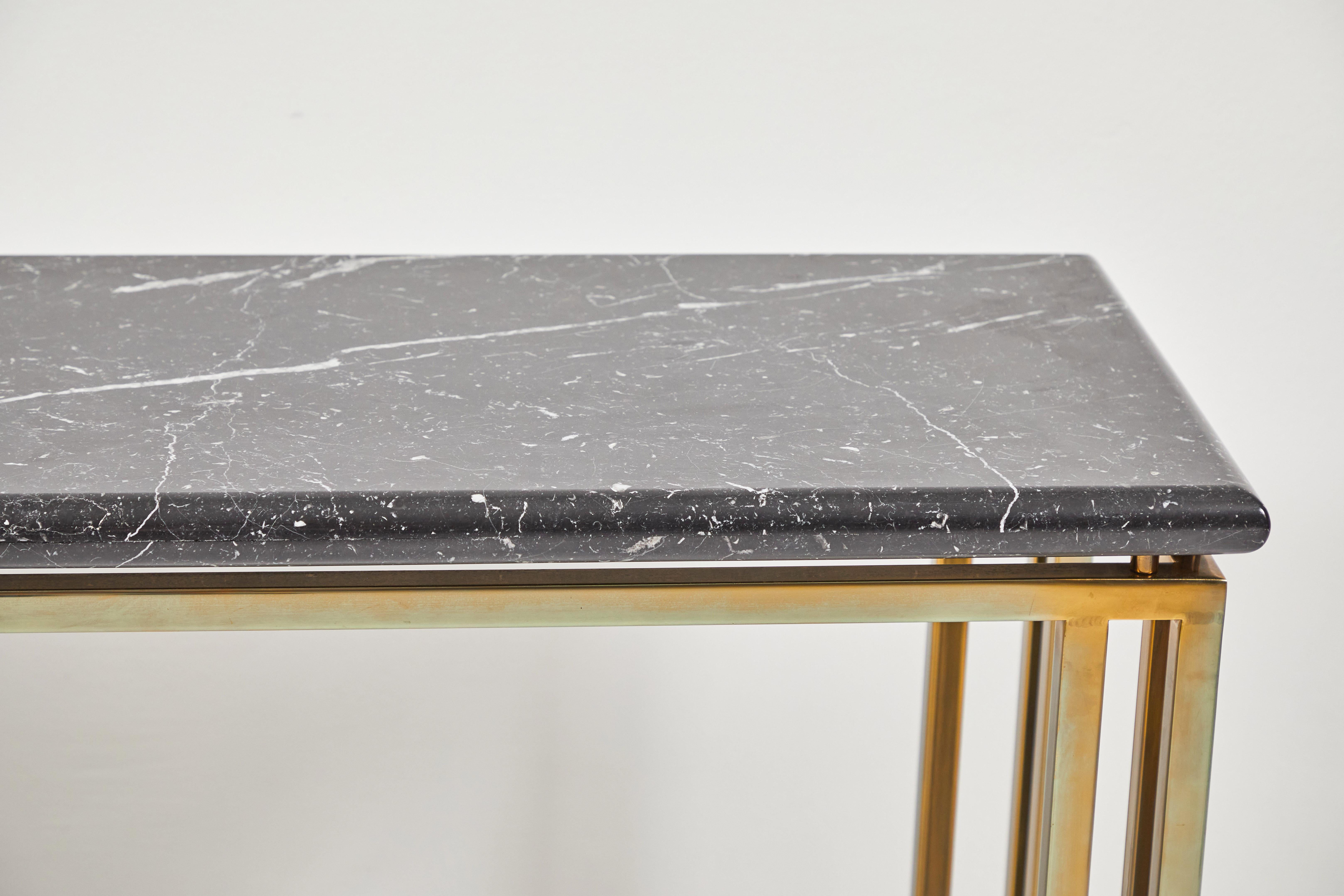 American Marble Topped Console with a Brass Base