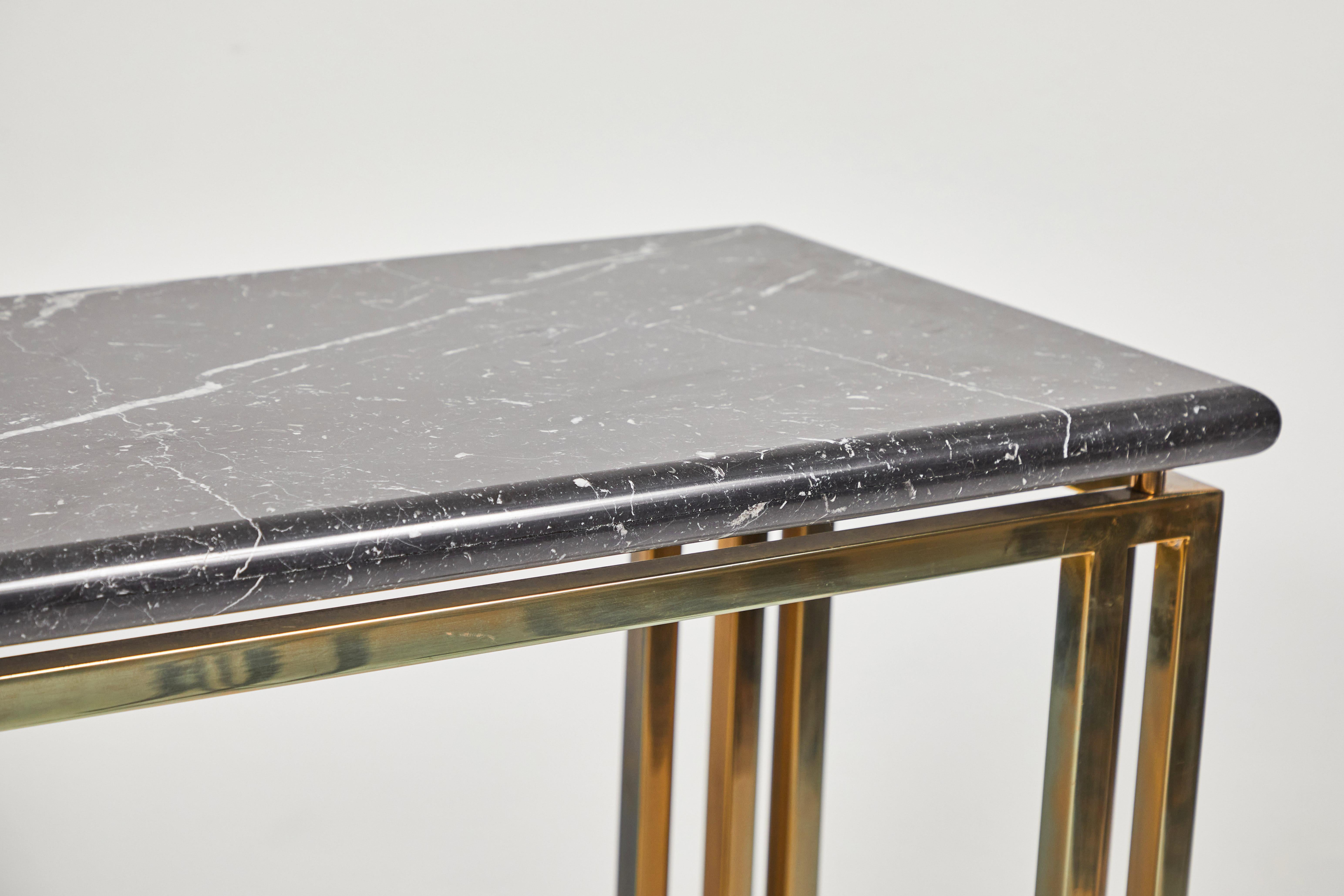 Marble Topped Console with a Brass Base In Good Condition In Palm Desert, CA