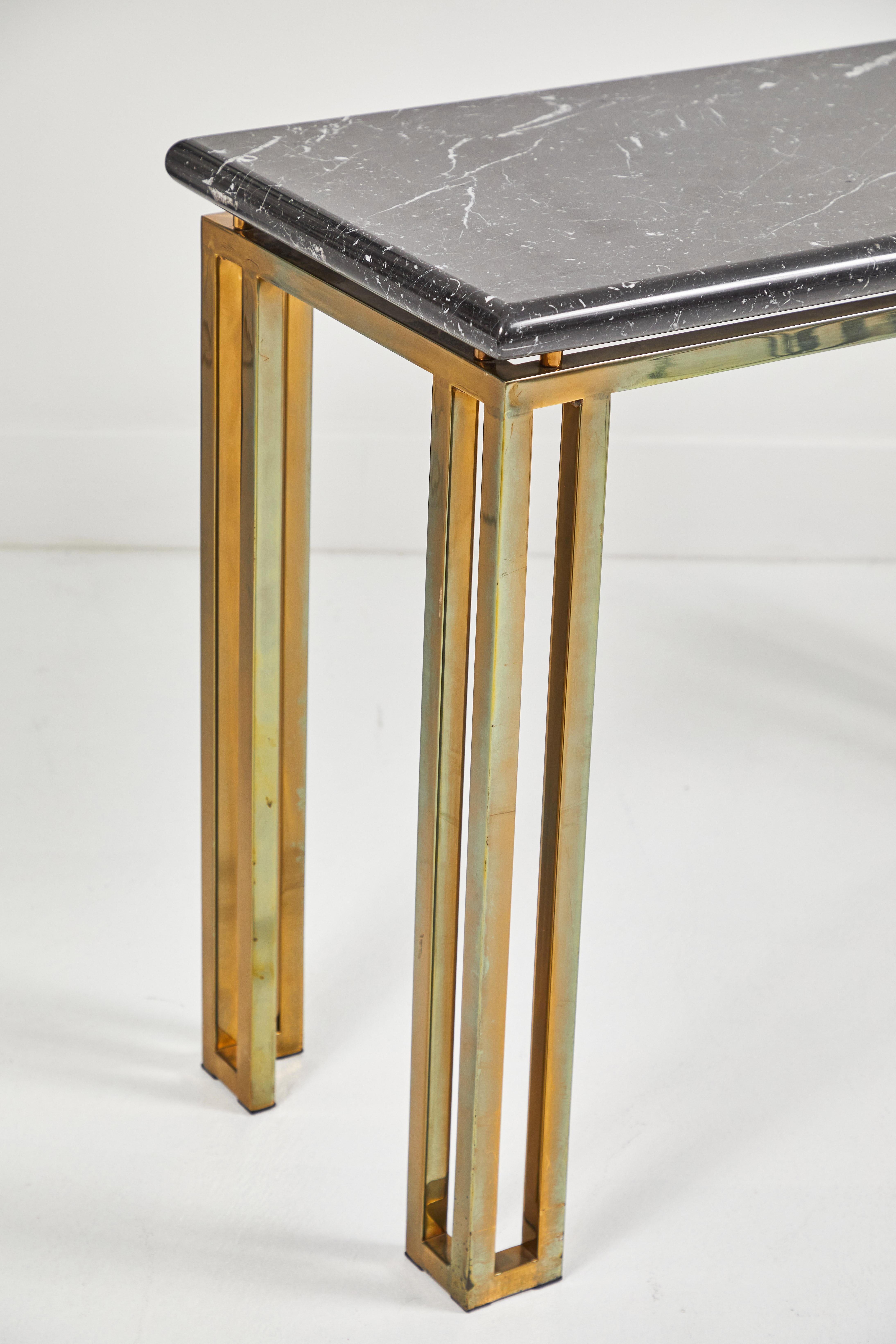 Late 20th Century Marble Topped Console with a Brass Base