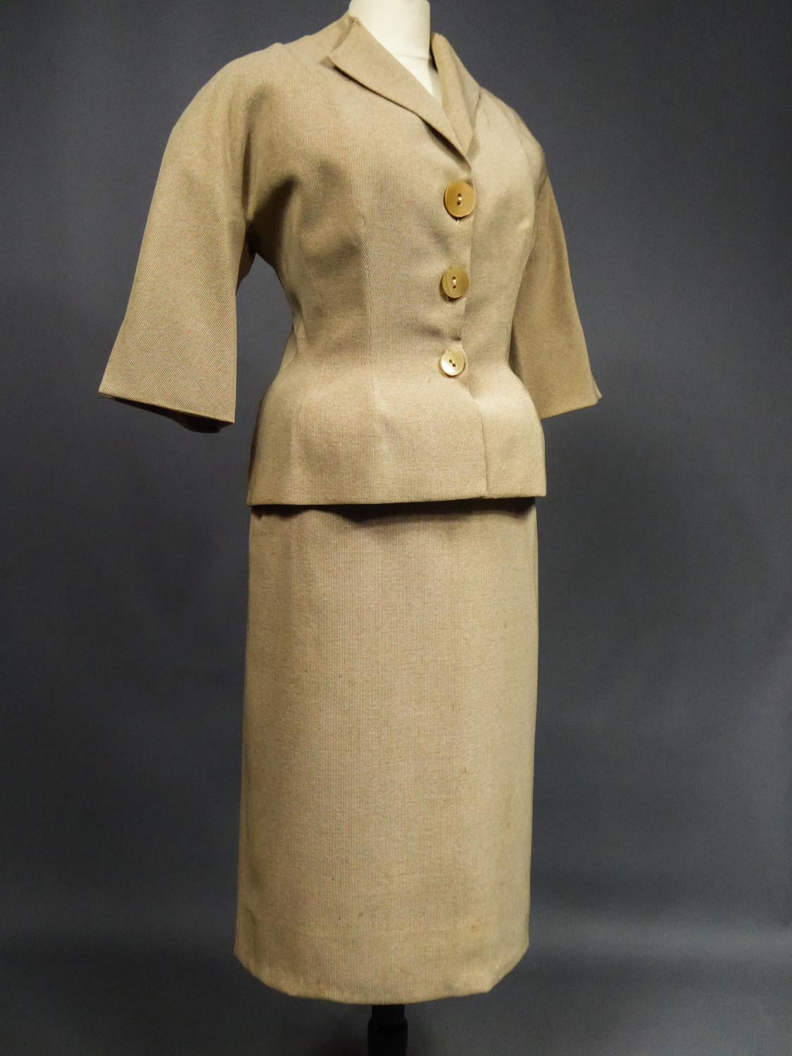 A Marcel Rochas French Couture Woollen Skirt and Jacket Bar Set Circa 1948 7