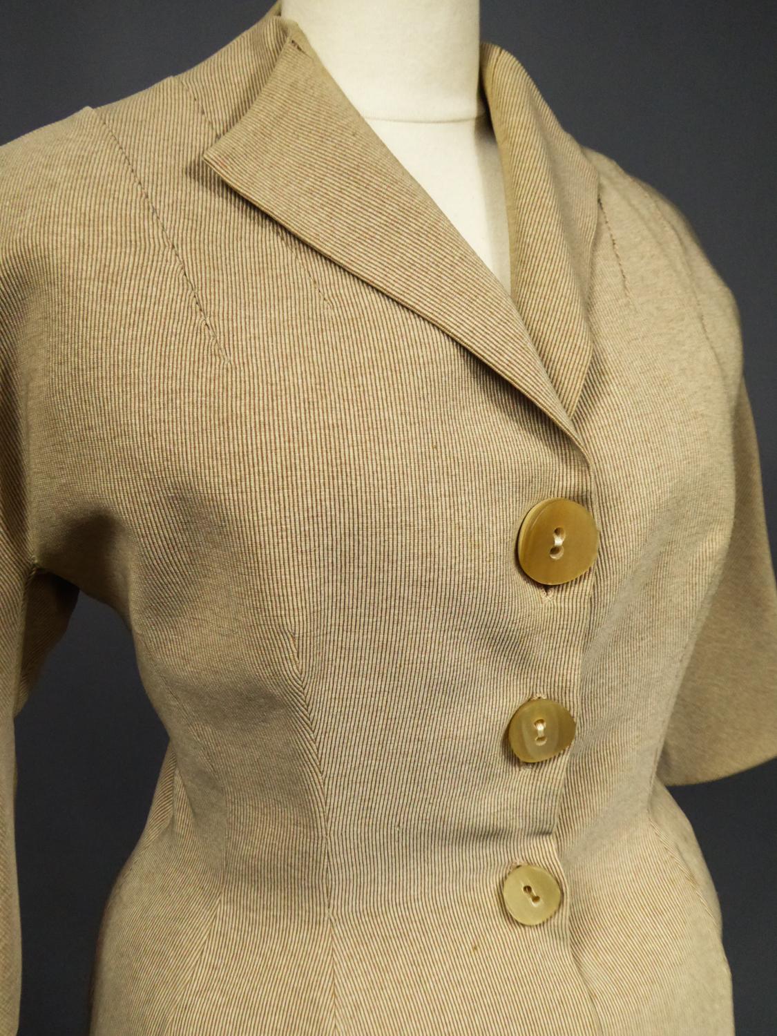 A Marcel Rochas French Couture Woollen Skirt and Jacket Bar Set Circa 1948 8